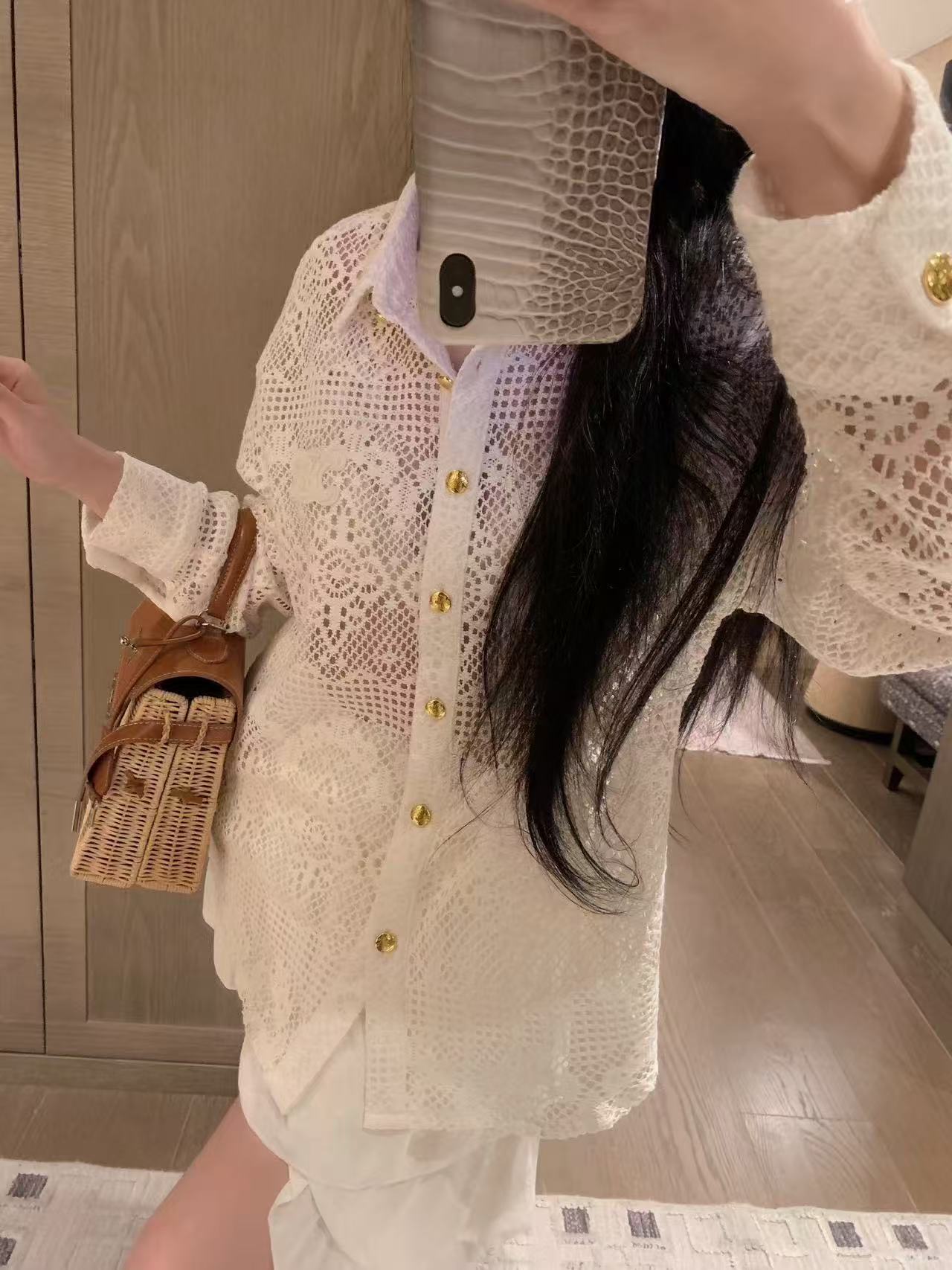 CEL1NE メタルボタン レースブラウス【50％割引+送料無料】