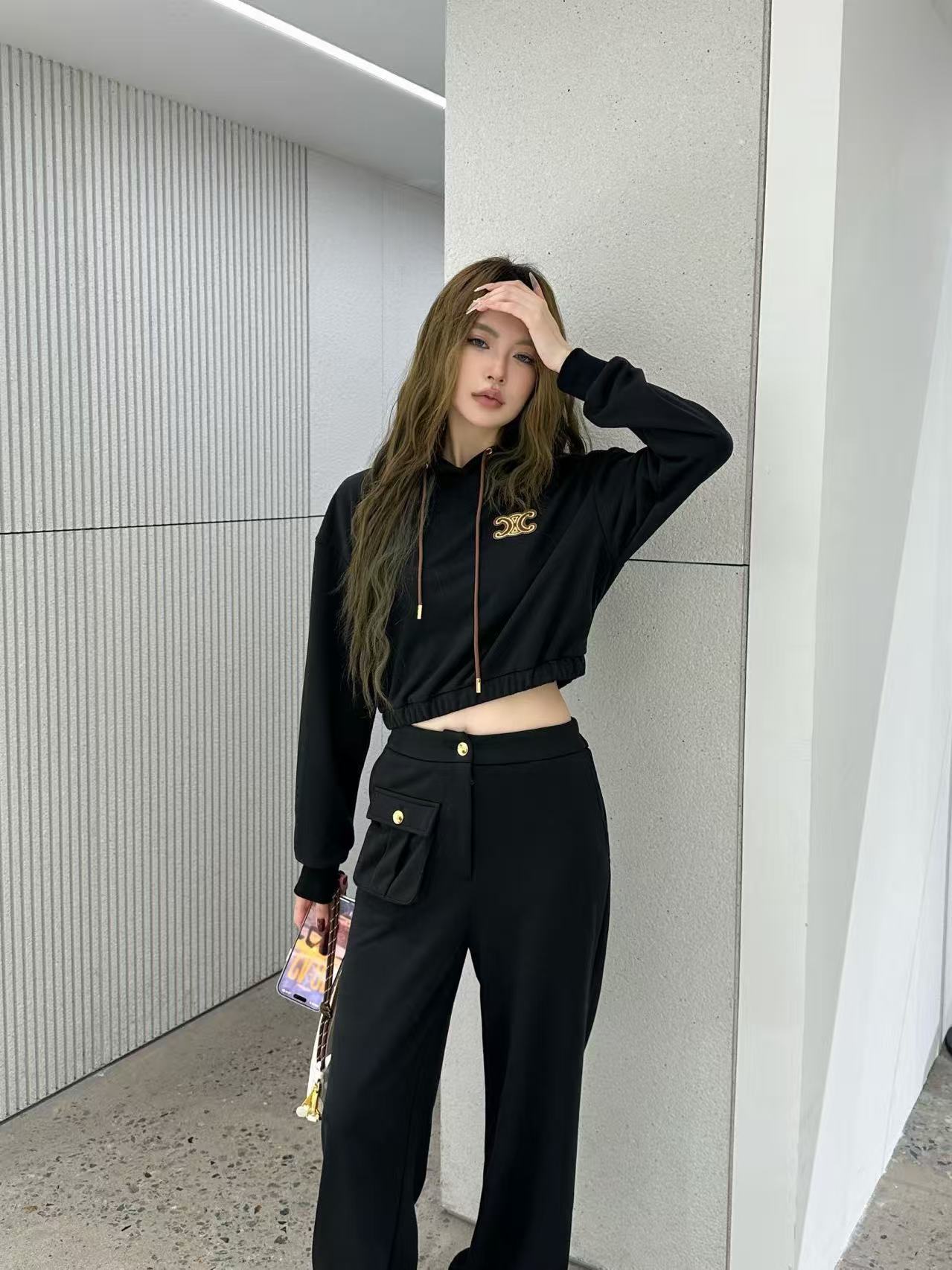 CEL1NE 凱旋門パーカー+パンツ ツーピースセット【50％割引+送料無料】