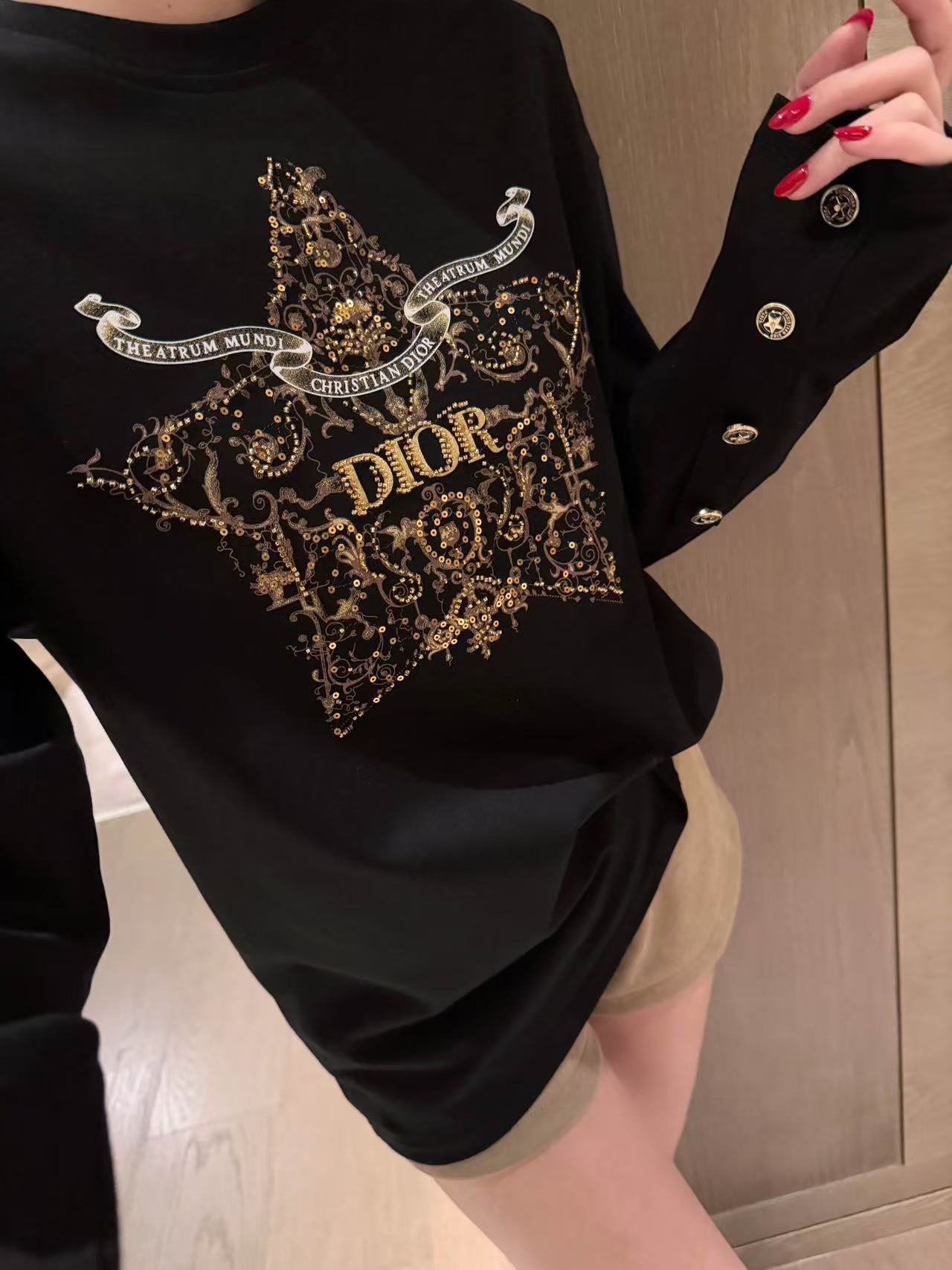 DIOR 五芒星刺繍スパンコールTシャツ【50%割引+送料無料】