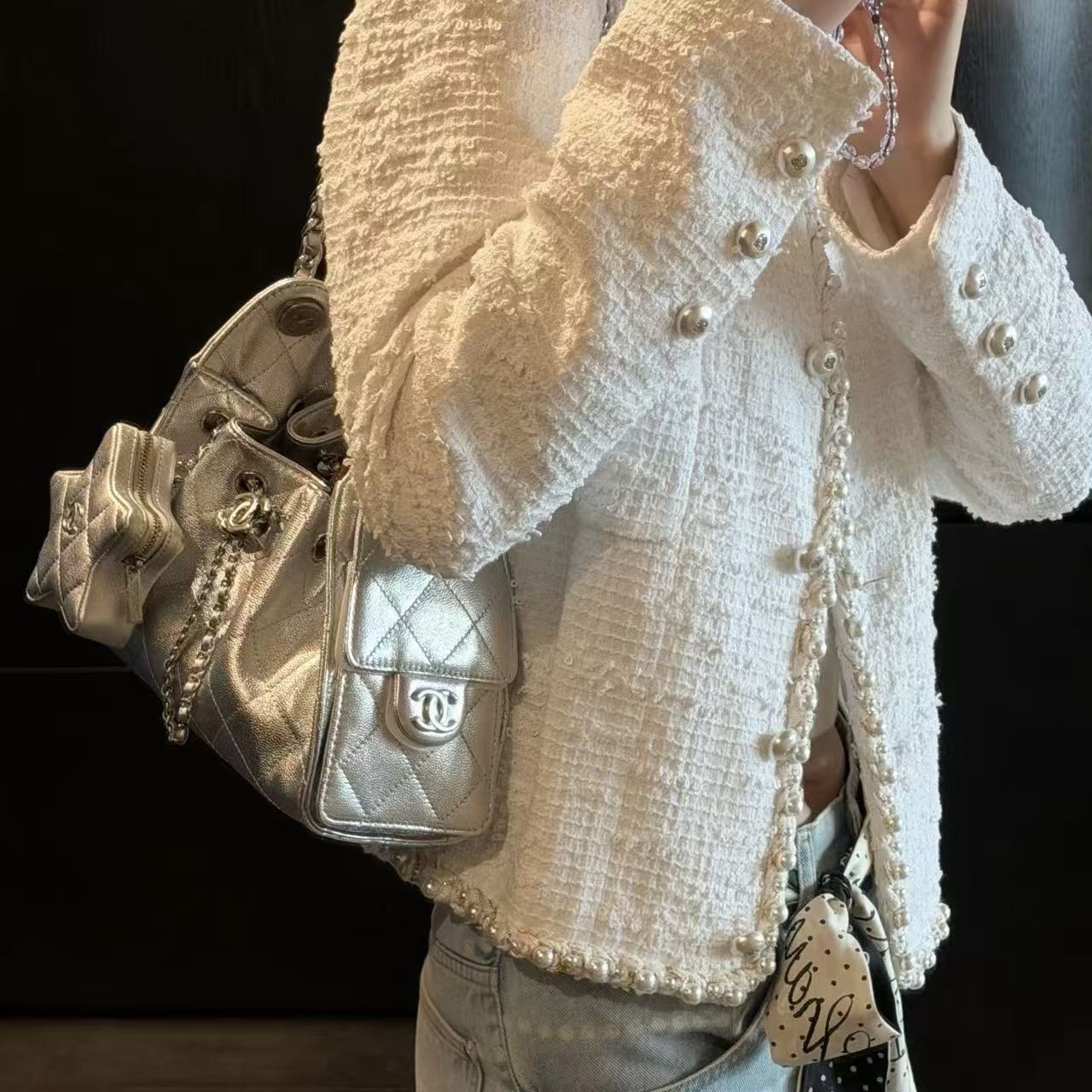 CHANE1 シルバー アンダーアームバッグ【50％割引+送料無料】