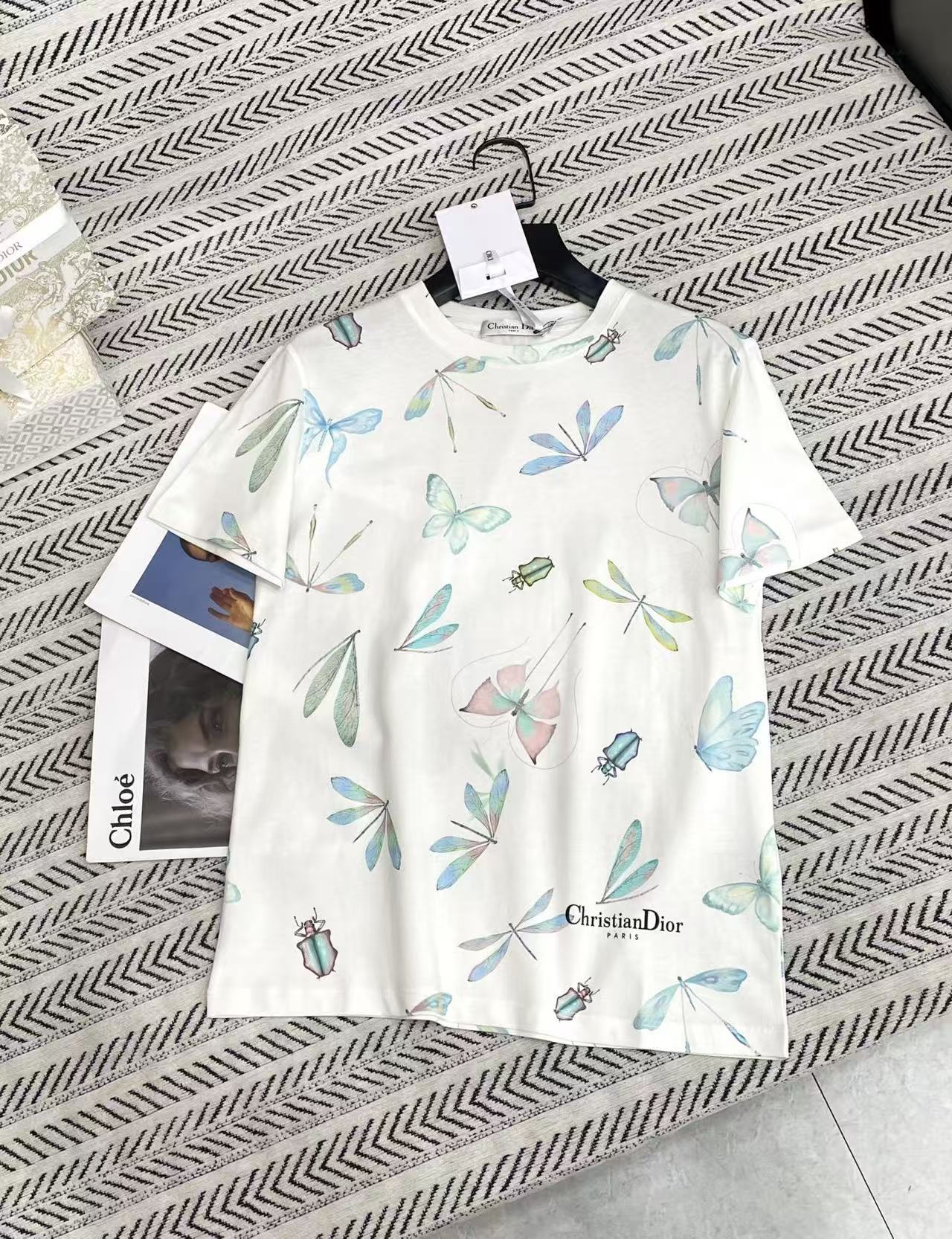 DIOR トンボ 昆虫 Tシャツ【50％割引+送料無料】