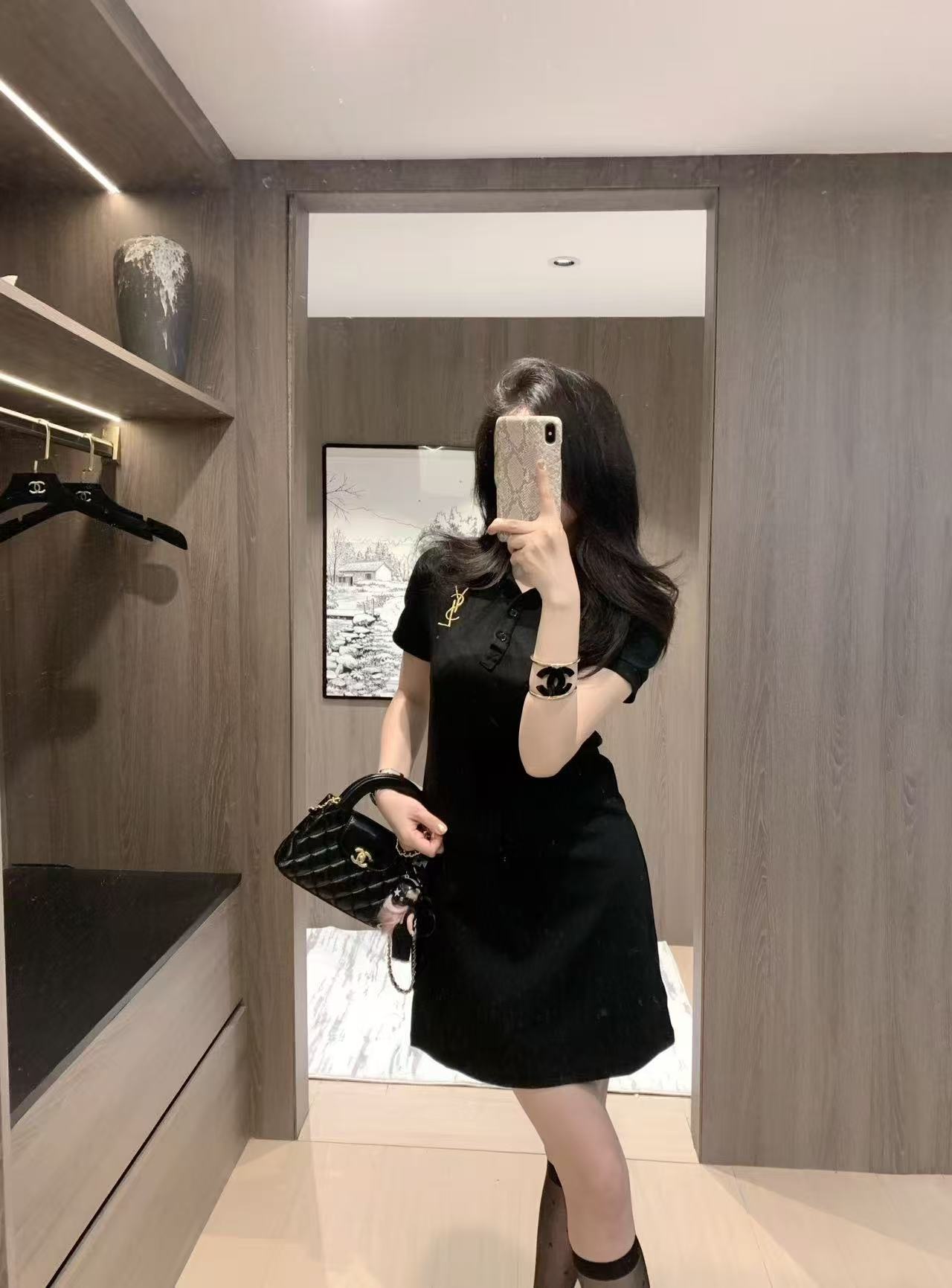 YSL 刺繍ロゴ 半袖ドレス【50％割引+送料無料】