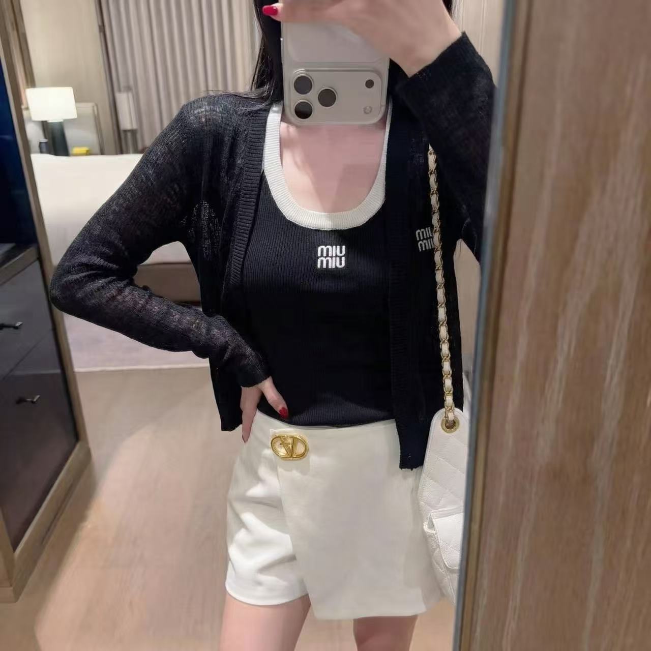 L0WEW 刺繍ベスト + カーディガン ツーピースセット【50%割引+送料無料】