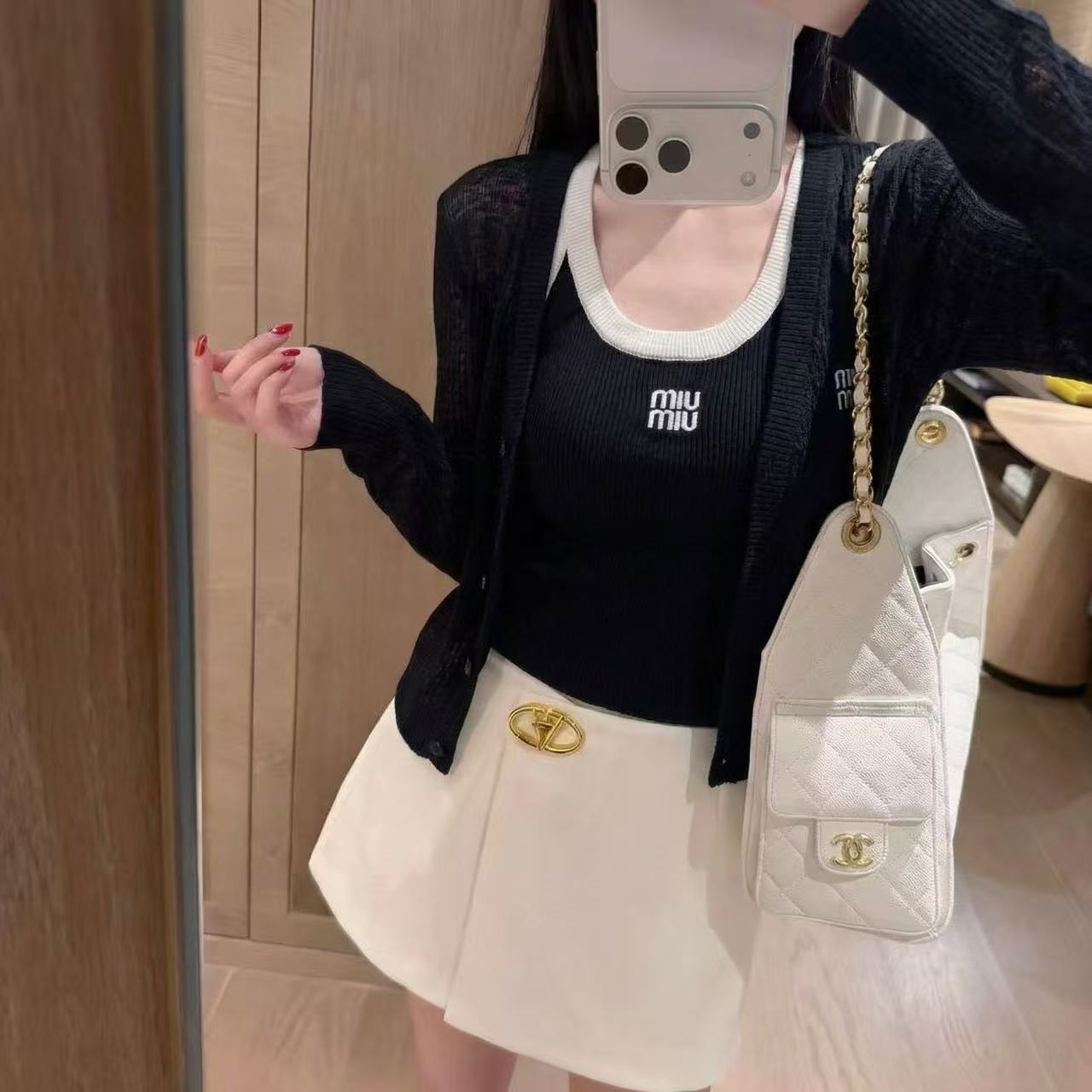 L0WEW 刺繍ベスト + カーディガン ツーピースセット【50%割引+送料無料】