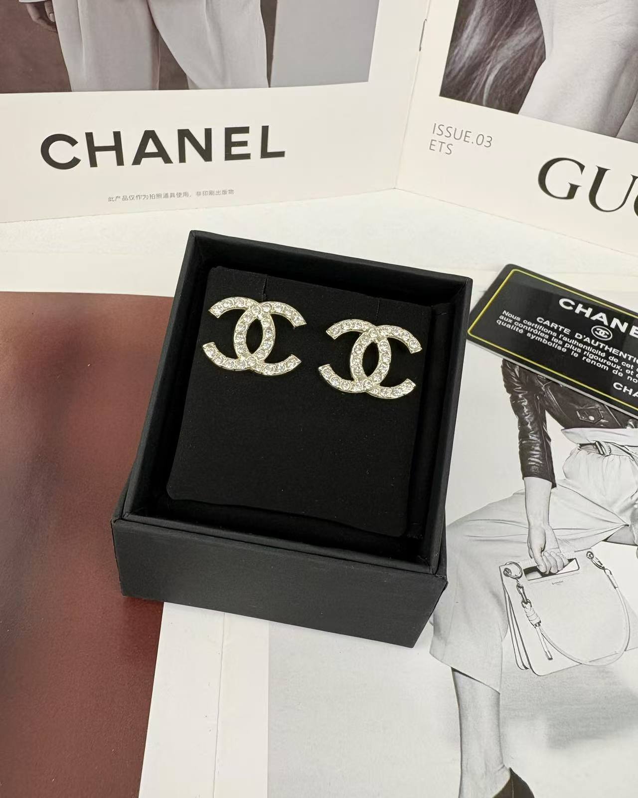 CHANE1 ダブルC ダイヤモンドスタッドピアス【50％割引+送料無料】