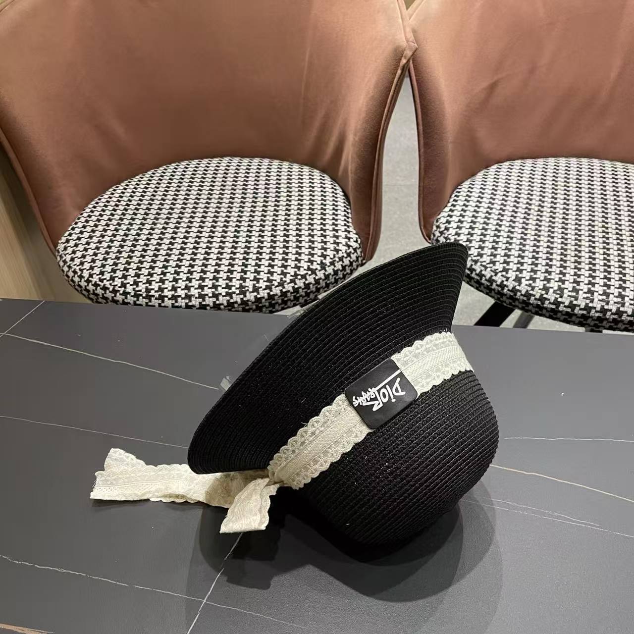 DIOR レースリボン ストロービーチハット【50％割引+送料無料】