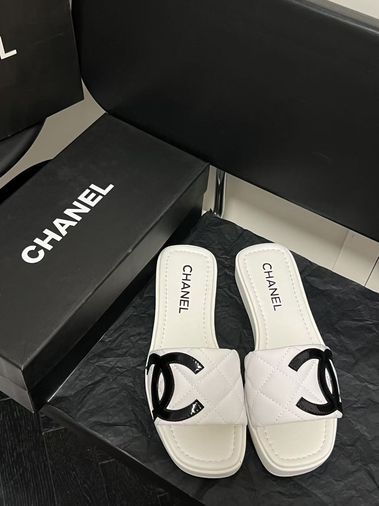 CHANE1 ダブルC フラットシューズ【50％割引+送料無料】