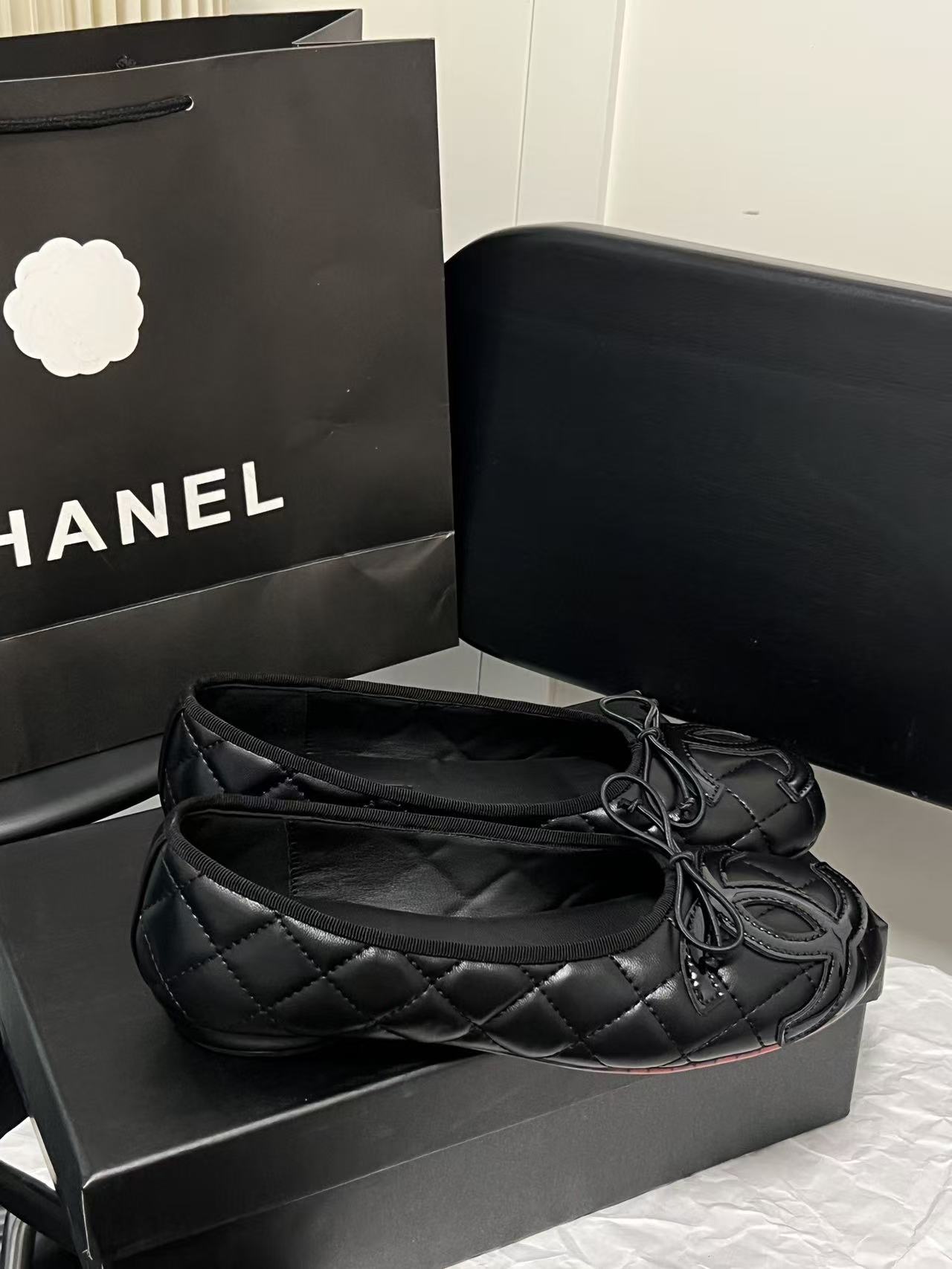 CHANE1 ダブルCチェック柄フラットシューズ【50％割引+送料無料】