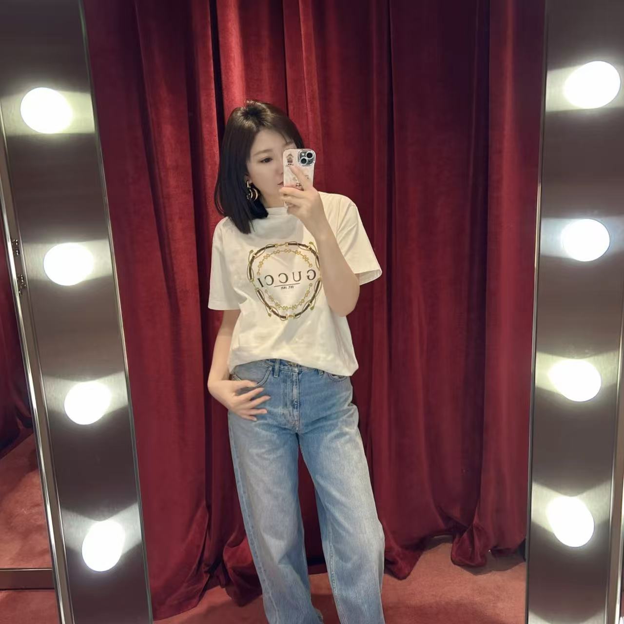 GUCCI 刺繍ロゴTシャツ【50％割引+送料無料】