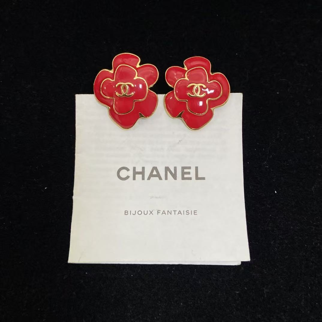 CHANE1 ダブルCフラワー スタッドピアス【50％割引+送料無料】