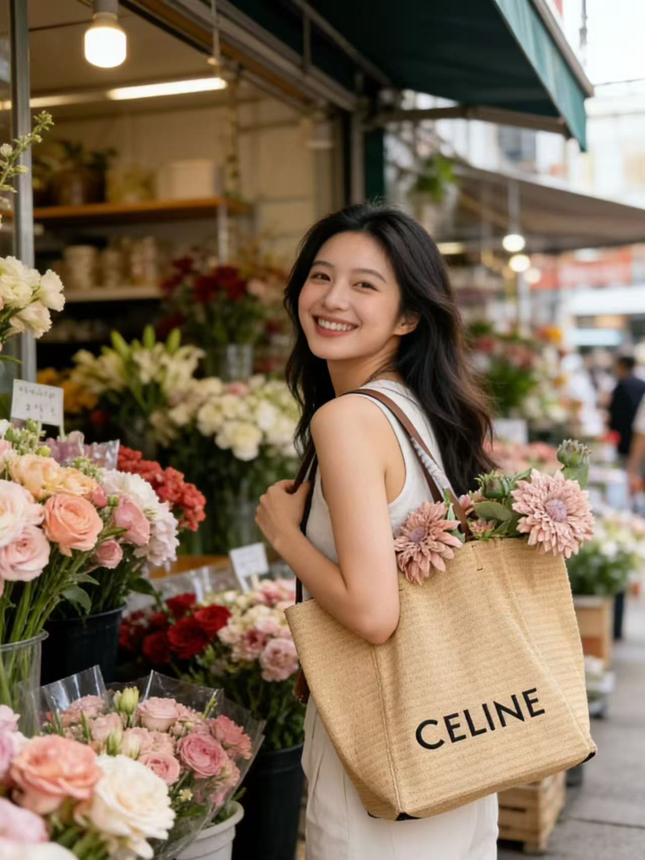 CEL1NE ストロー織りレターショッピングバッグ【50％割引+送料無料】