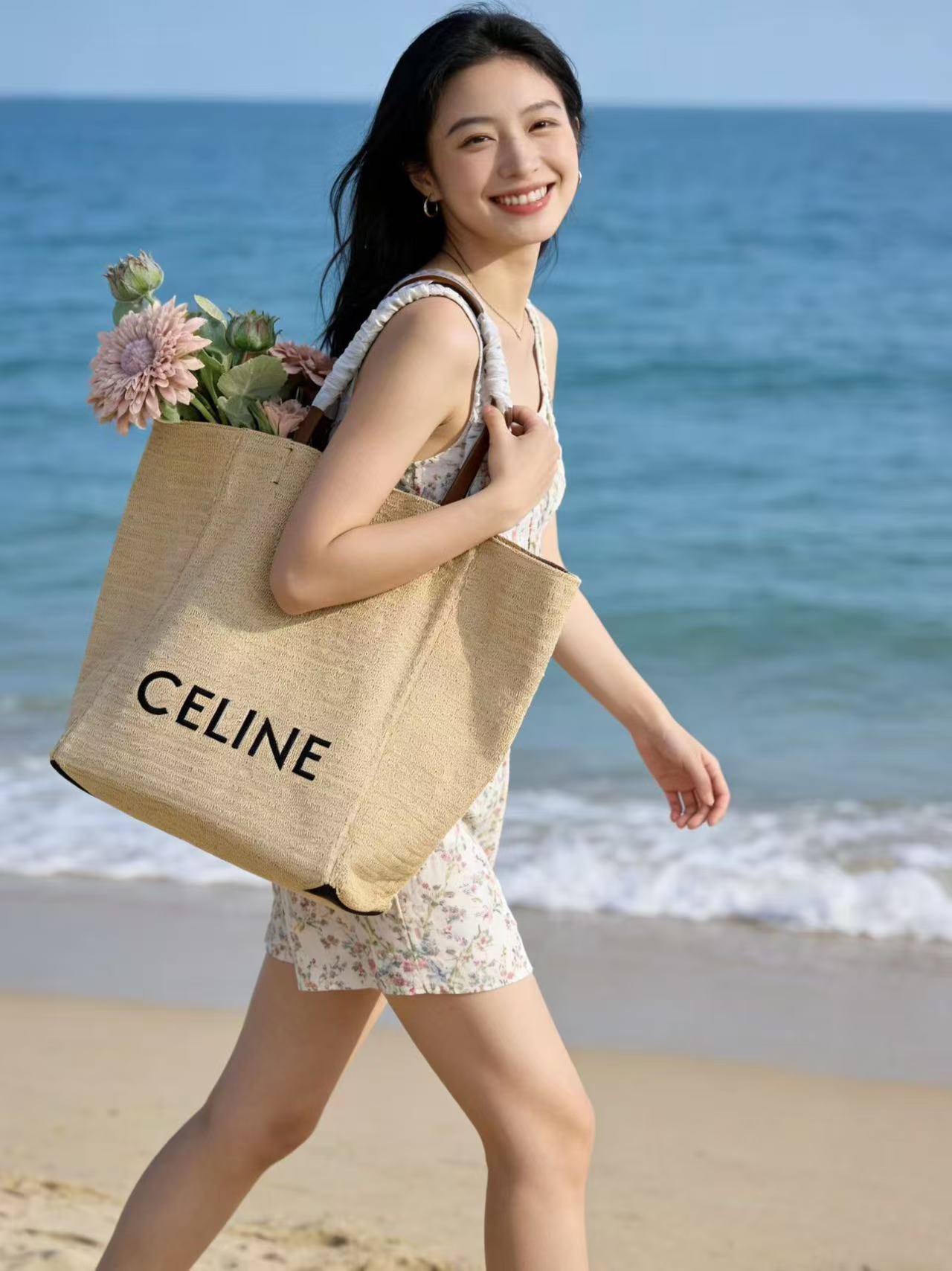 CEL1NE ストロー織りレターショッピングバッグ【50％割引+送料無料】
