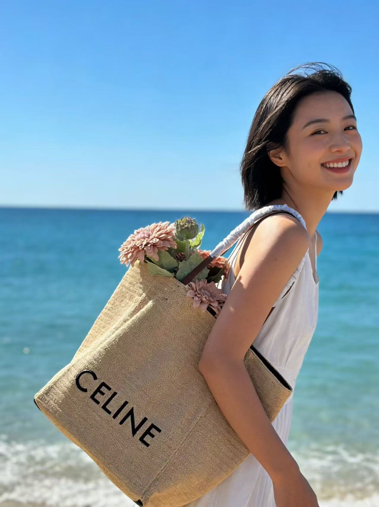 CEL1NE ストロー織りレターショッピングバッグ【50％割引+送料無料】