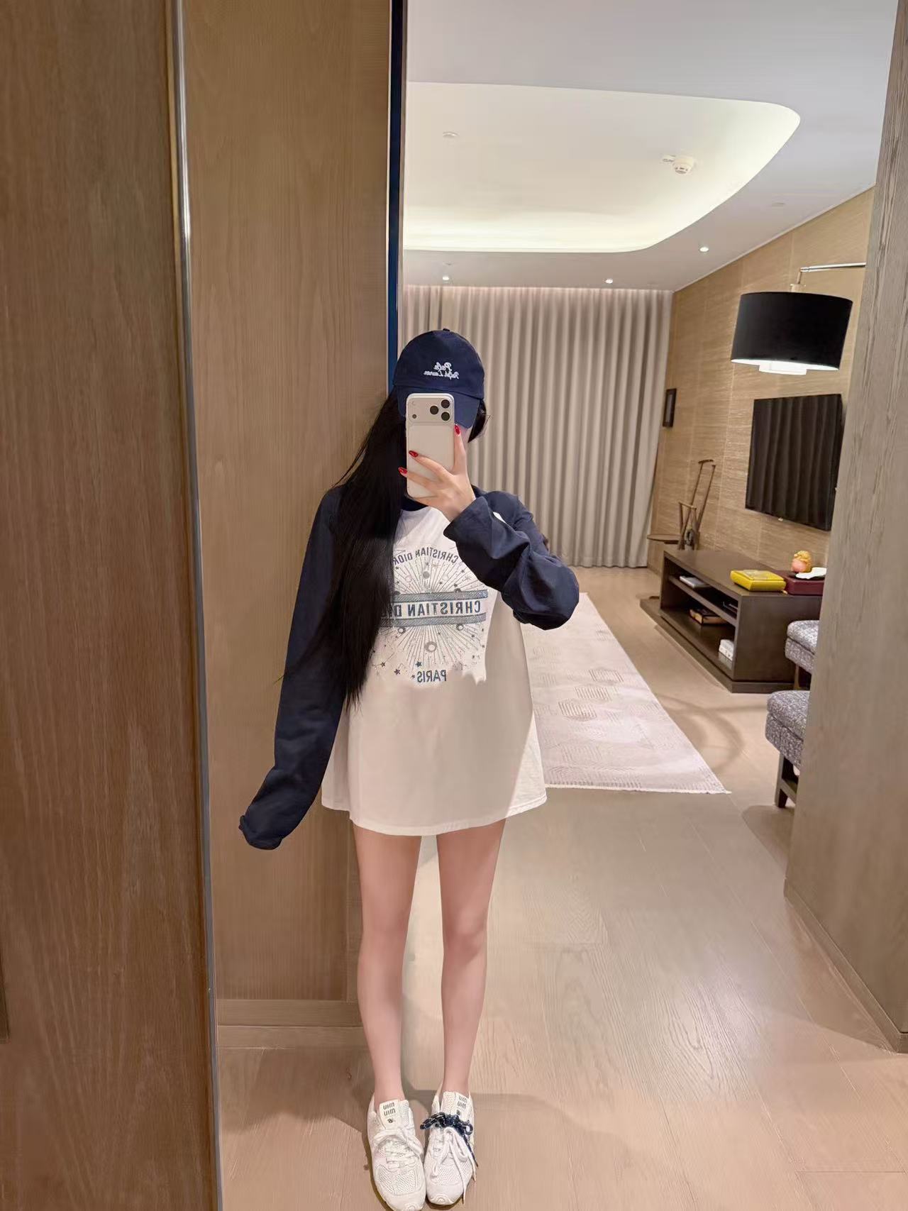 DIOR カラーブロック レタリング 長袖Tシャツ【50％割引+送料無料】