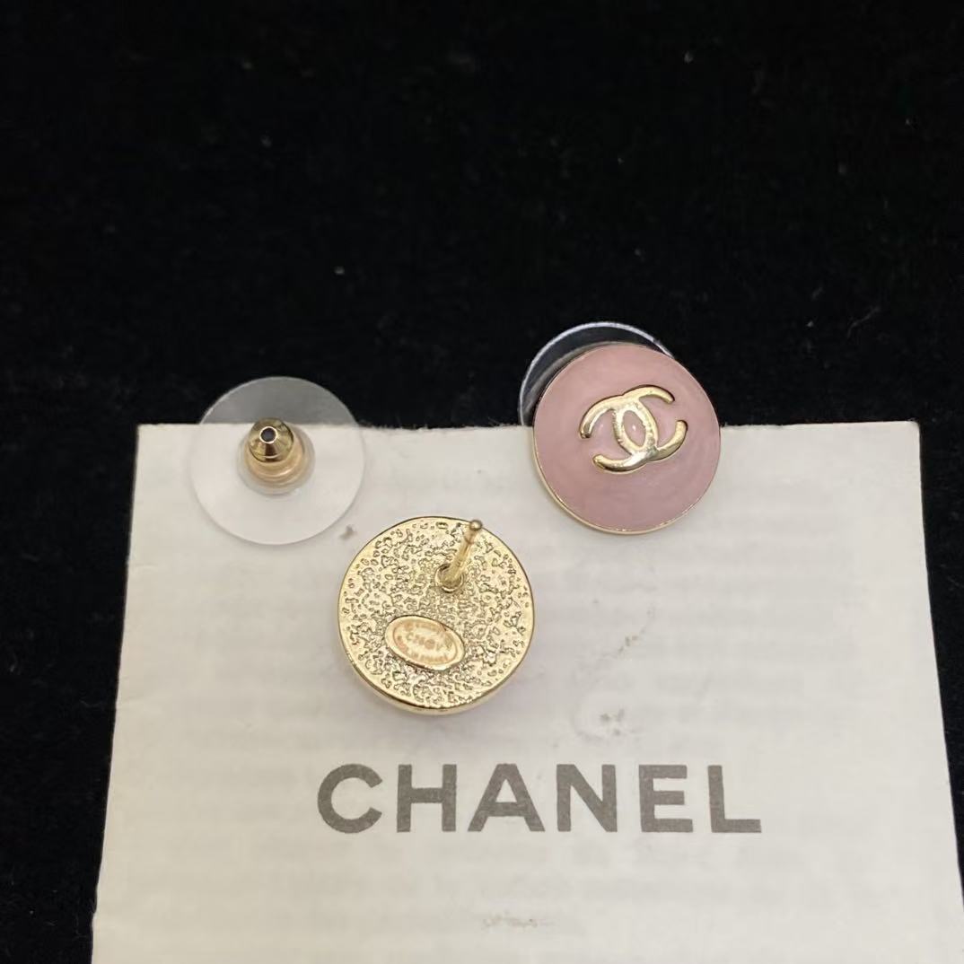 CHANE1 ダブルC ピンクスタッドピアス【50％割引+送料無料】