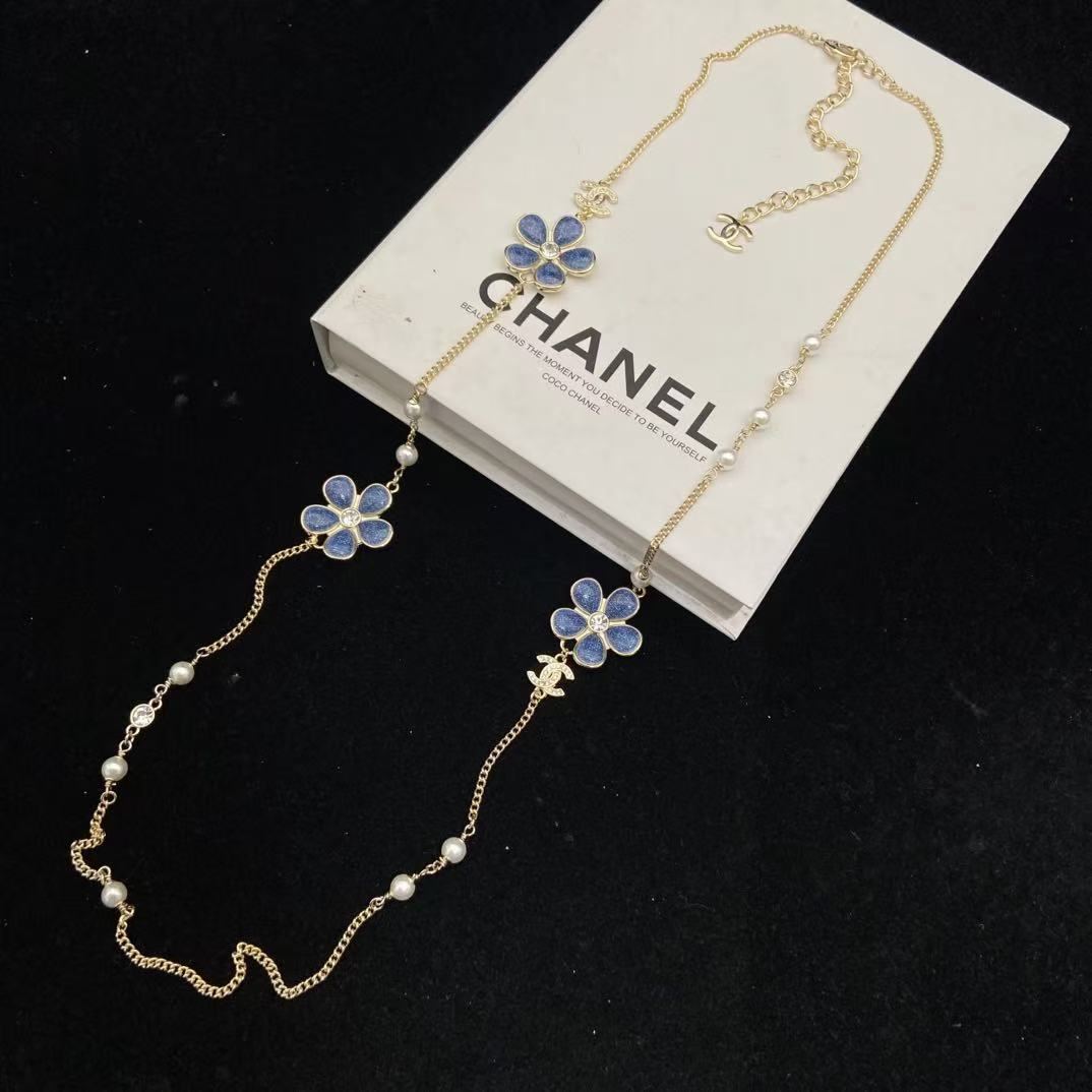 CHANE1 ブルーフラワーパールネックレス【50％割引+送料無料】