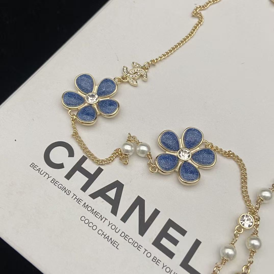 CHANE1 ブルーフラワーパールネックレス【50％割引+送料無料】