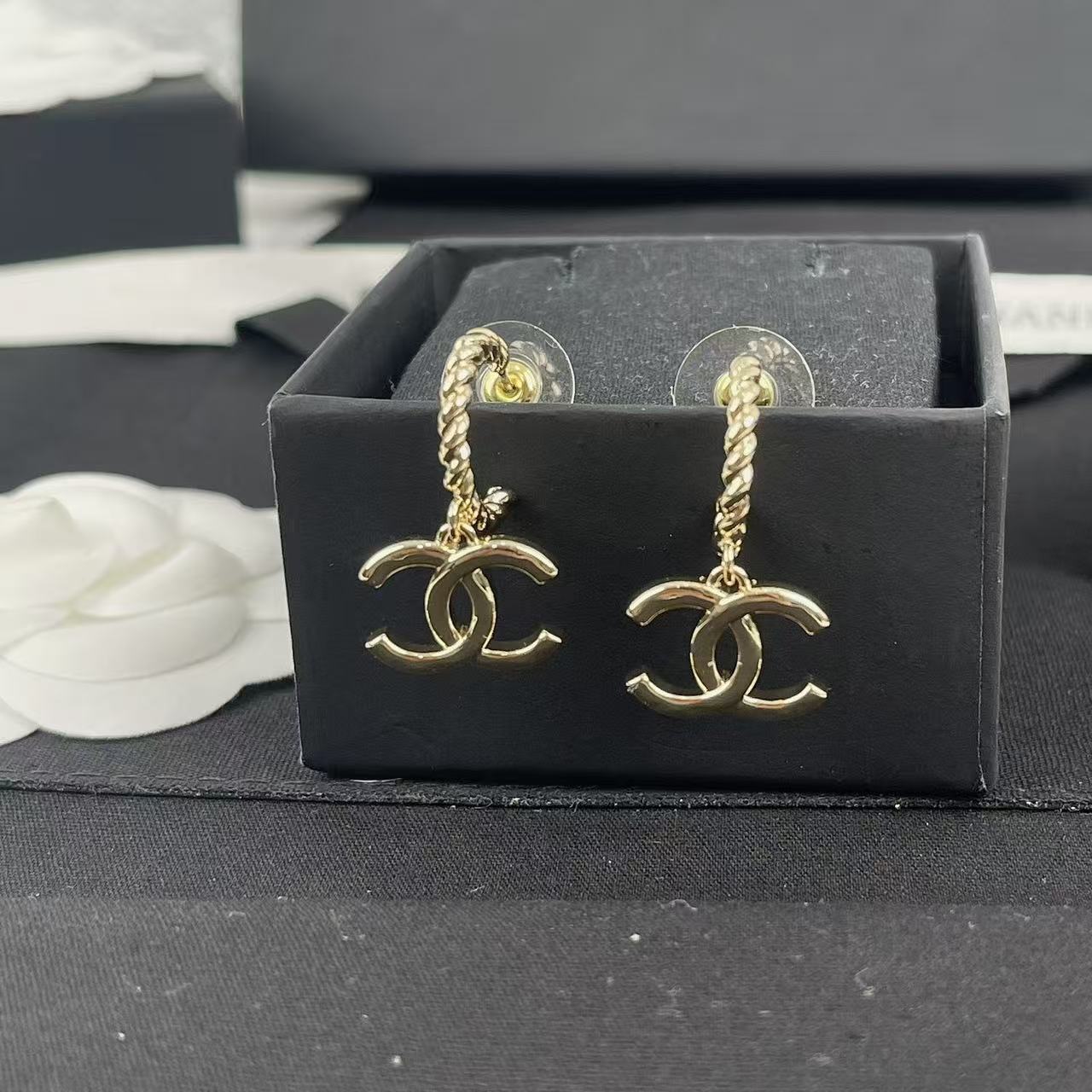 CHANE1 ダブルCフックピアス【50％割引+送料無料】