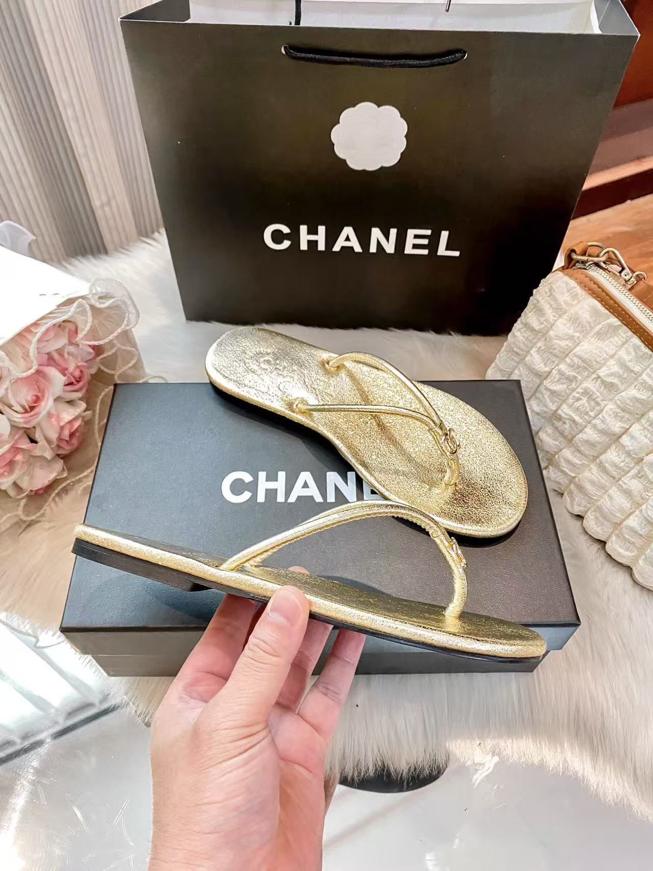 CHANE1 シンプルダブルCスリッパ【50％割引+送料無料】