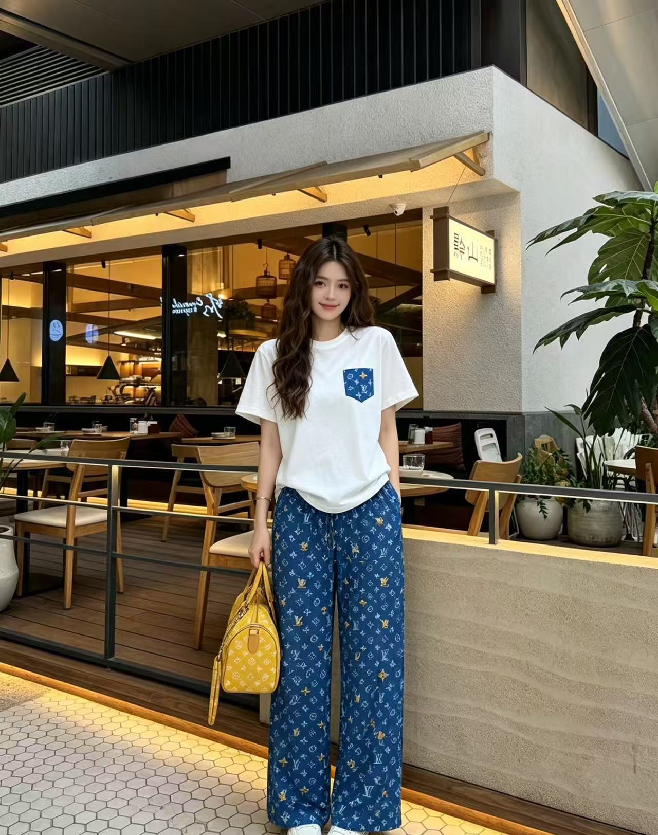 LVポケット付きTシャツ＋パンツのツーピースセット【50％割引+送料無料】