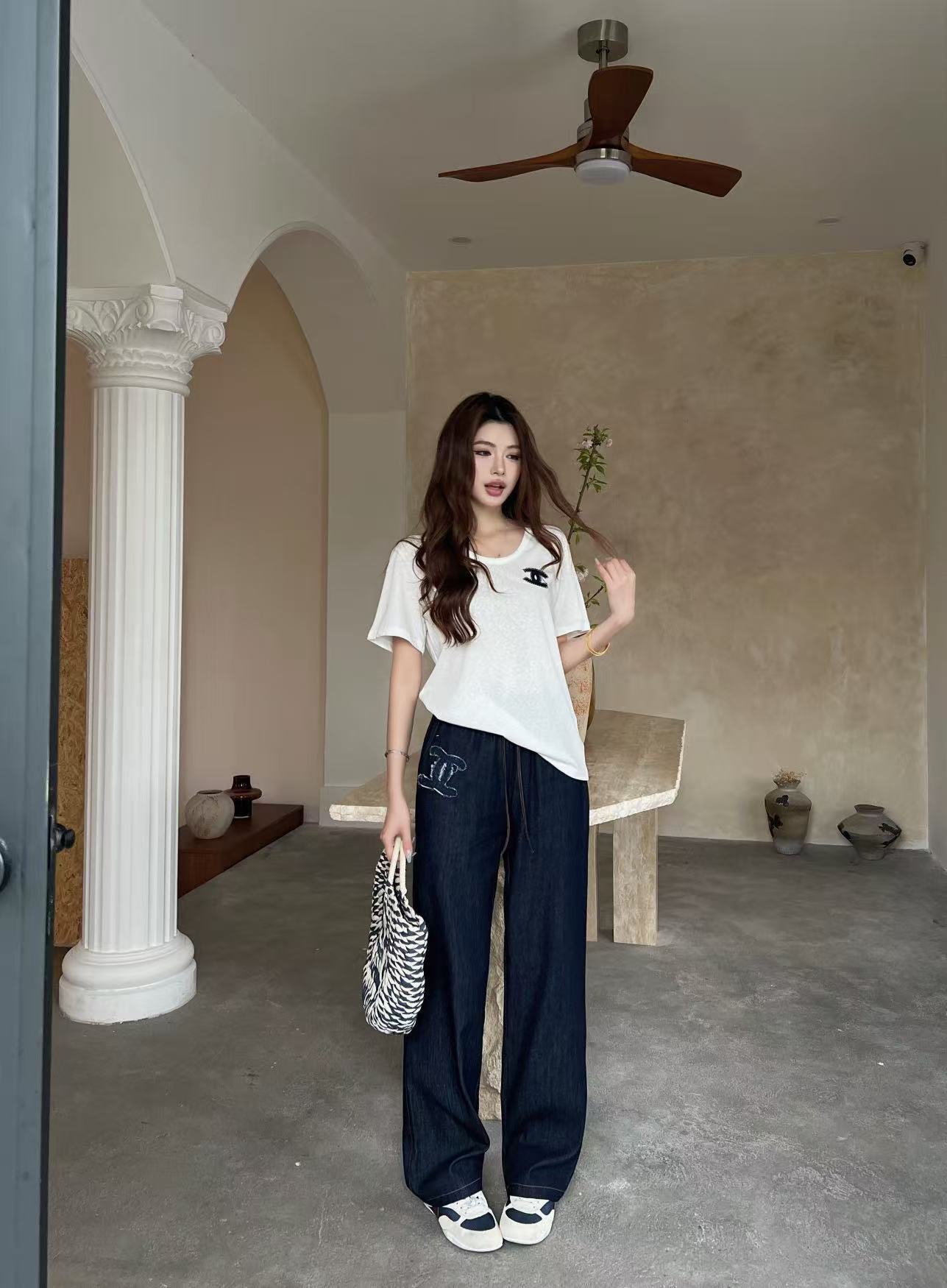 CHANE1 ダブルC Tシャツ＋パンツ ツーピースセット【50％割引+送料無料】