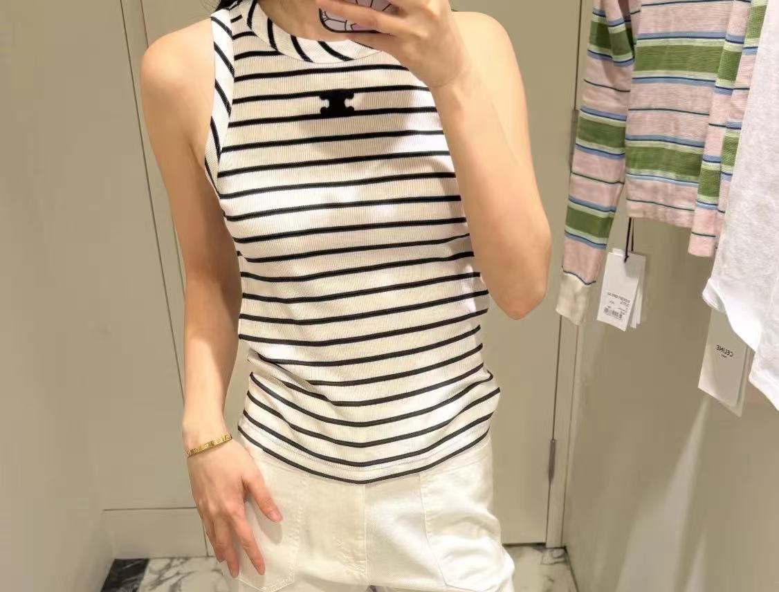 CEL1NE 凱旋門 ストライプベスト Tシャツ【50％割引+送料無料】
