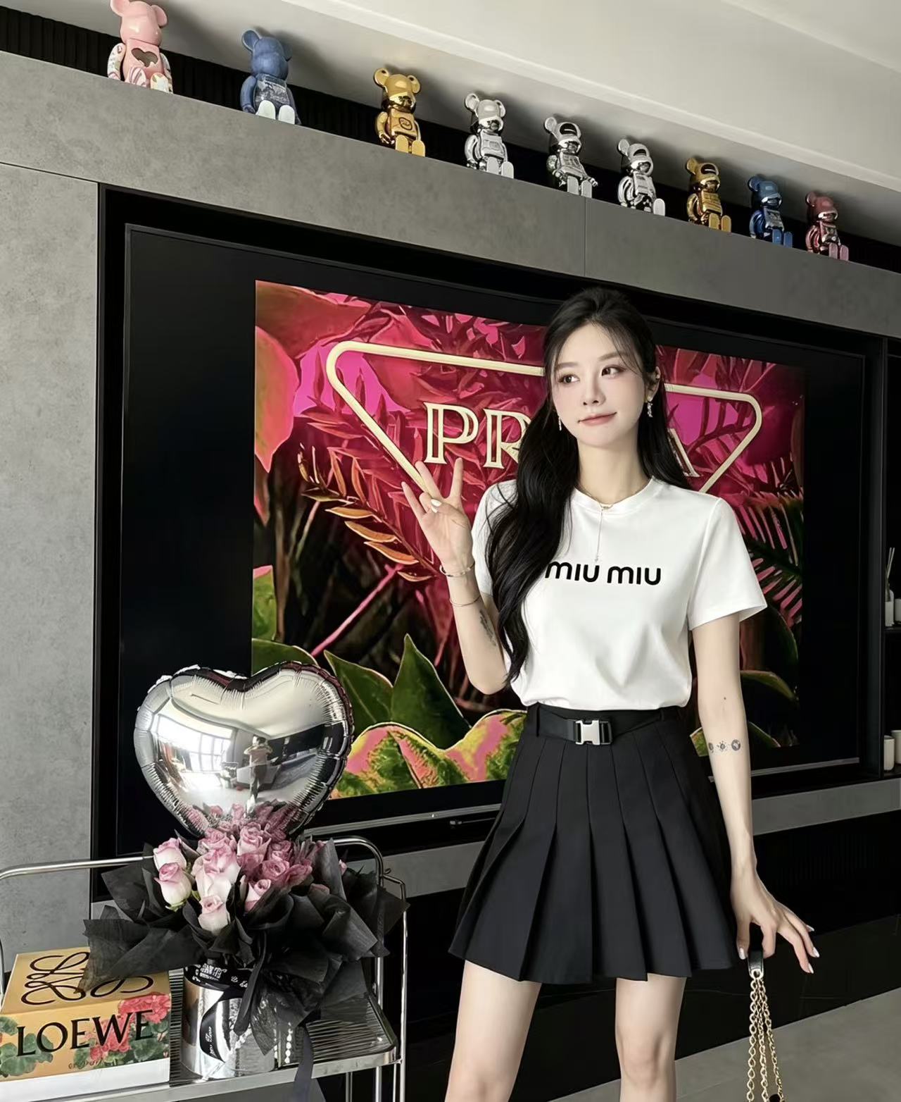 M1UM1U 高品質 レタープリントTシャツ＋スカート 2点セット【50％割引+送料無料】