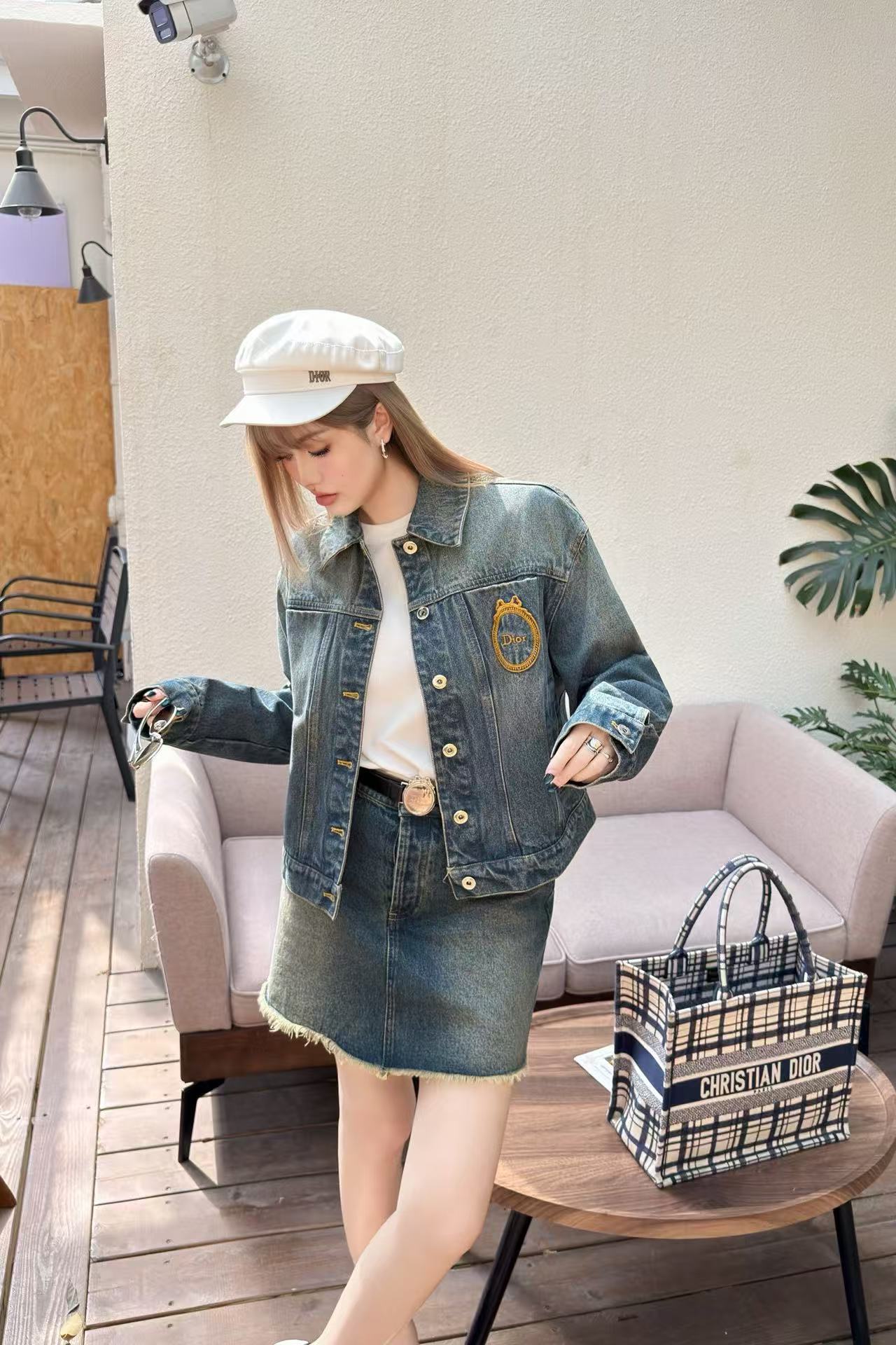 DIOR デニムスカート＆ジャケット 2ピースセット【50％割引+送料無料】