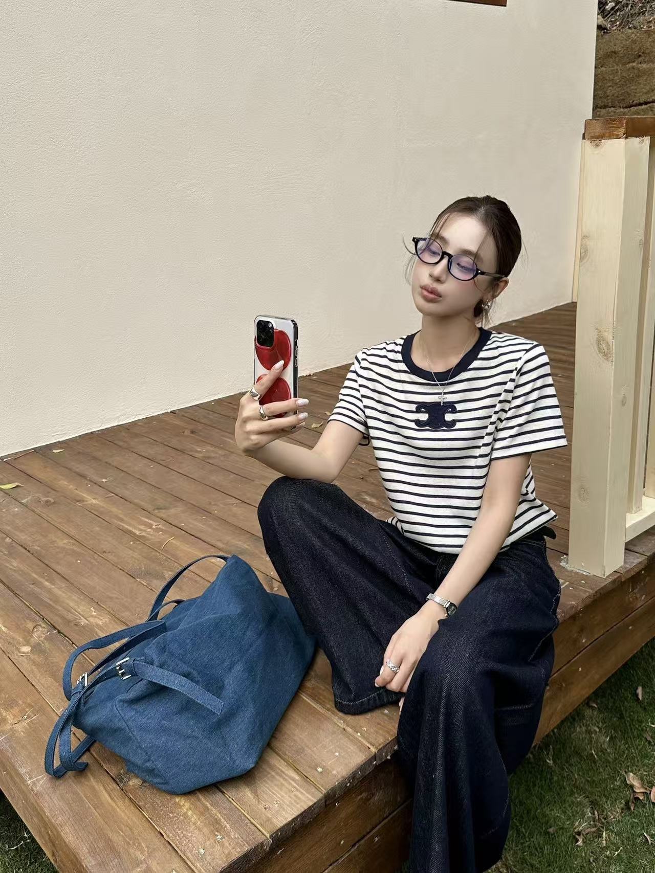 CEL1NE 凱旋門ストライプTシャツ【50％割引+送料無料】