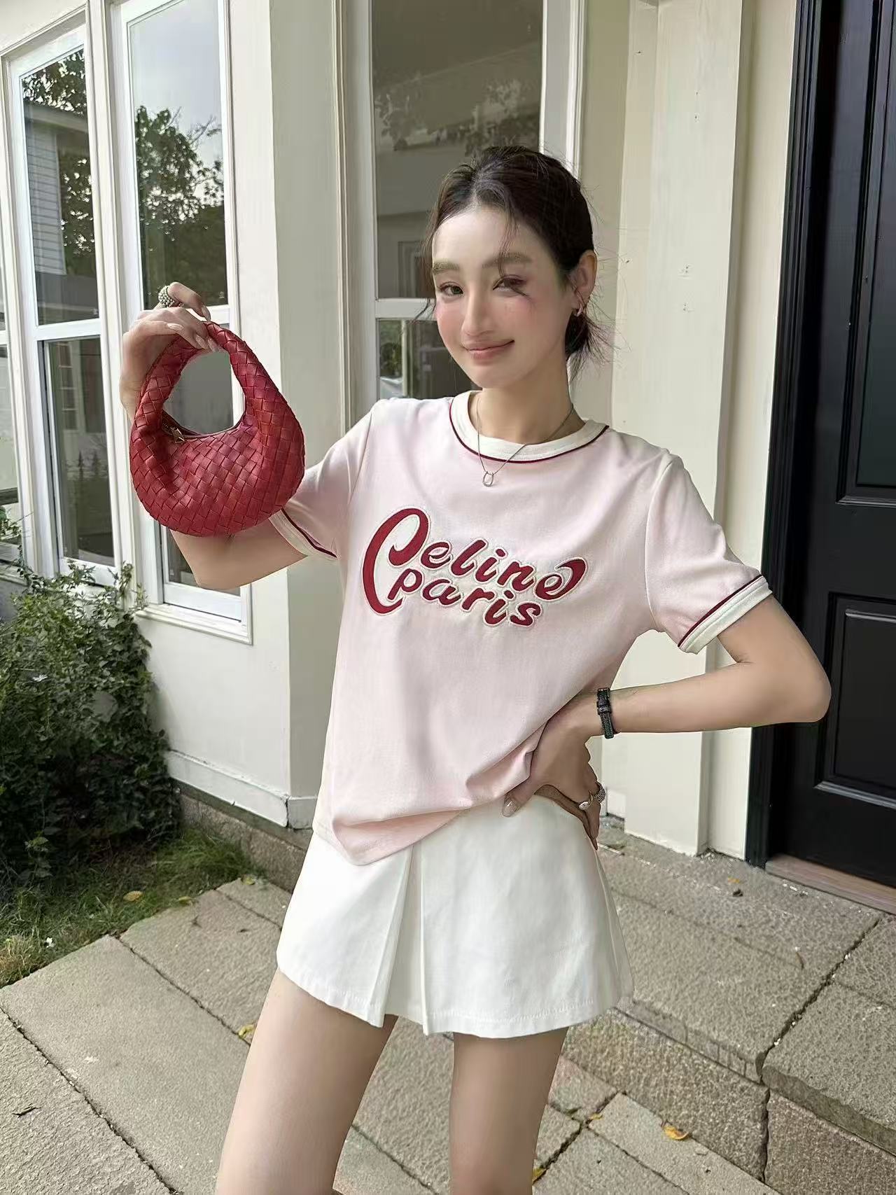 CEL1NE カラーブロックレターTシャツ【50％割引+送料無料】