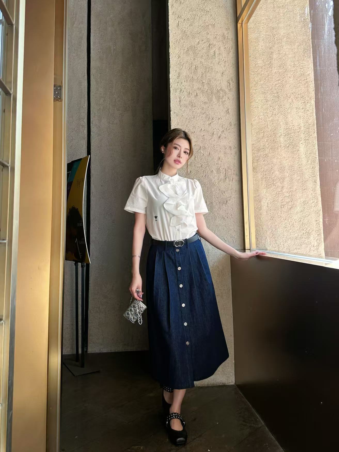 DIOR 上質シャツ＆スカート 2点セット【50％割引+送料無料】