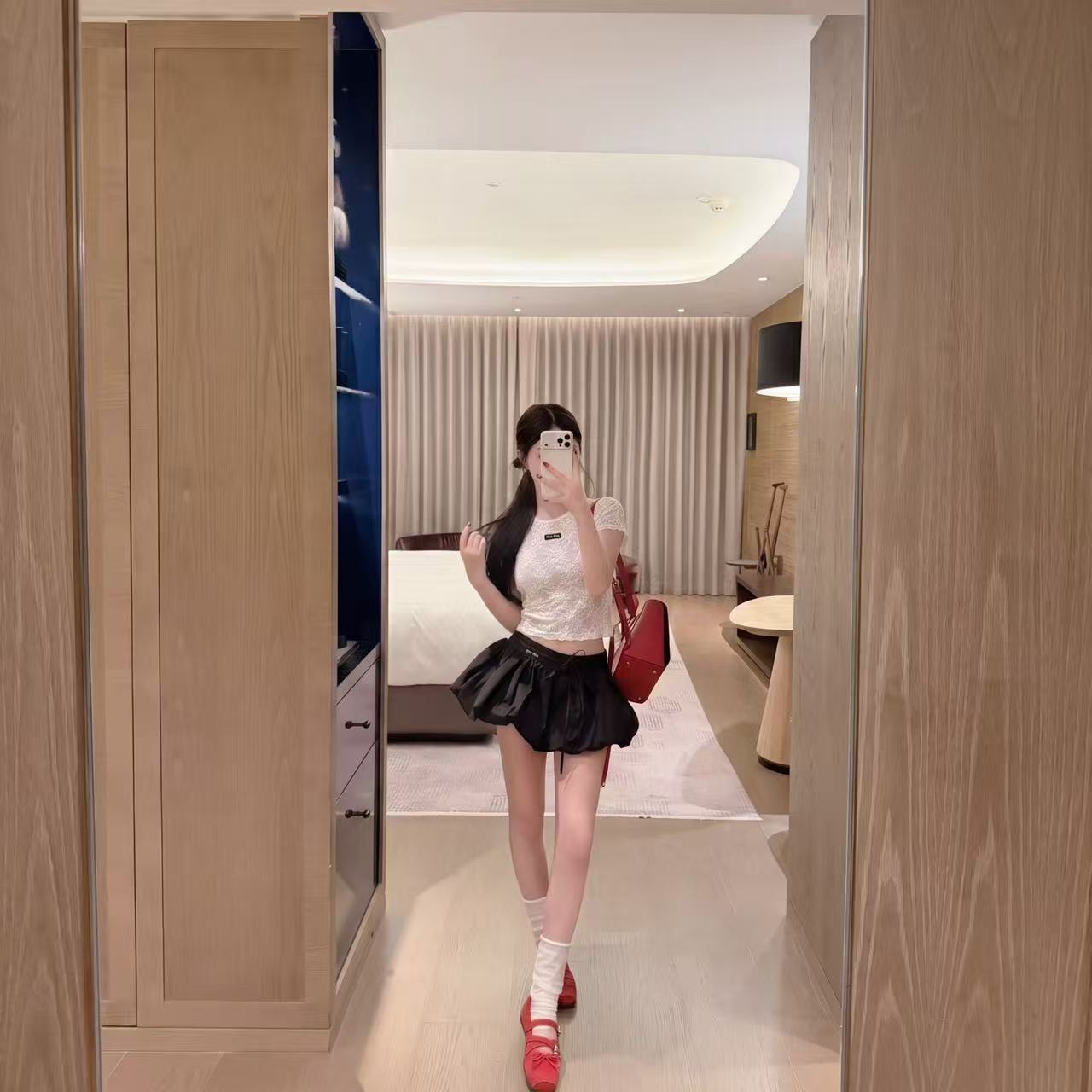 M1UM1U レースTシャツ＋スカート ツーピースセット【50％割引+送料無料】