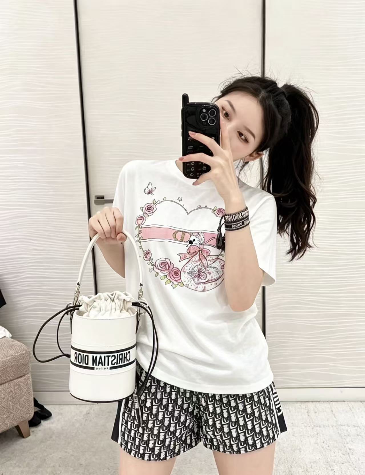 DI0R3Dビーズ付きCD文字Tシャツ【50％割引+送料無料】
