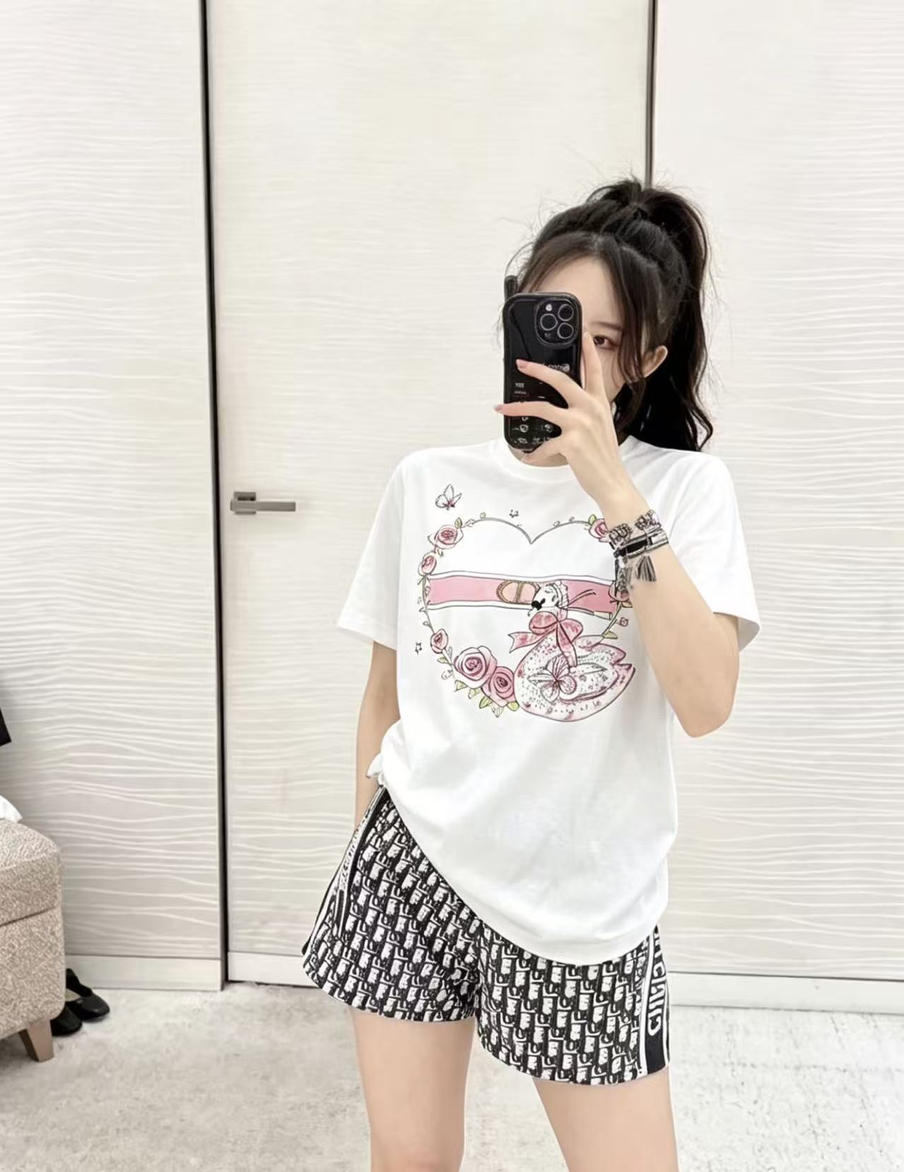 DI0R3Dビーズ付きCD文字Tシャツ【50％割引+送料無料】