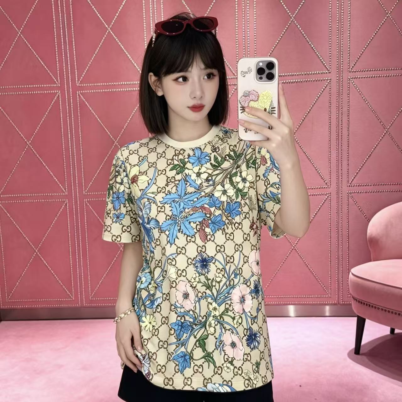GUCC1 プリントレターTシャツ【50％割引+送料無料】