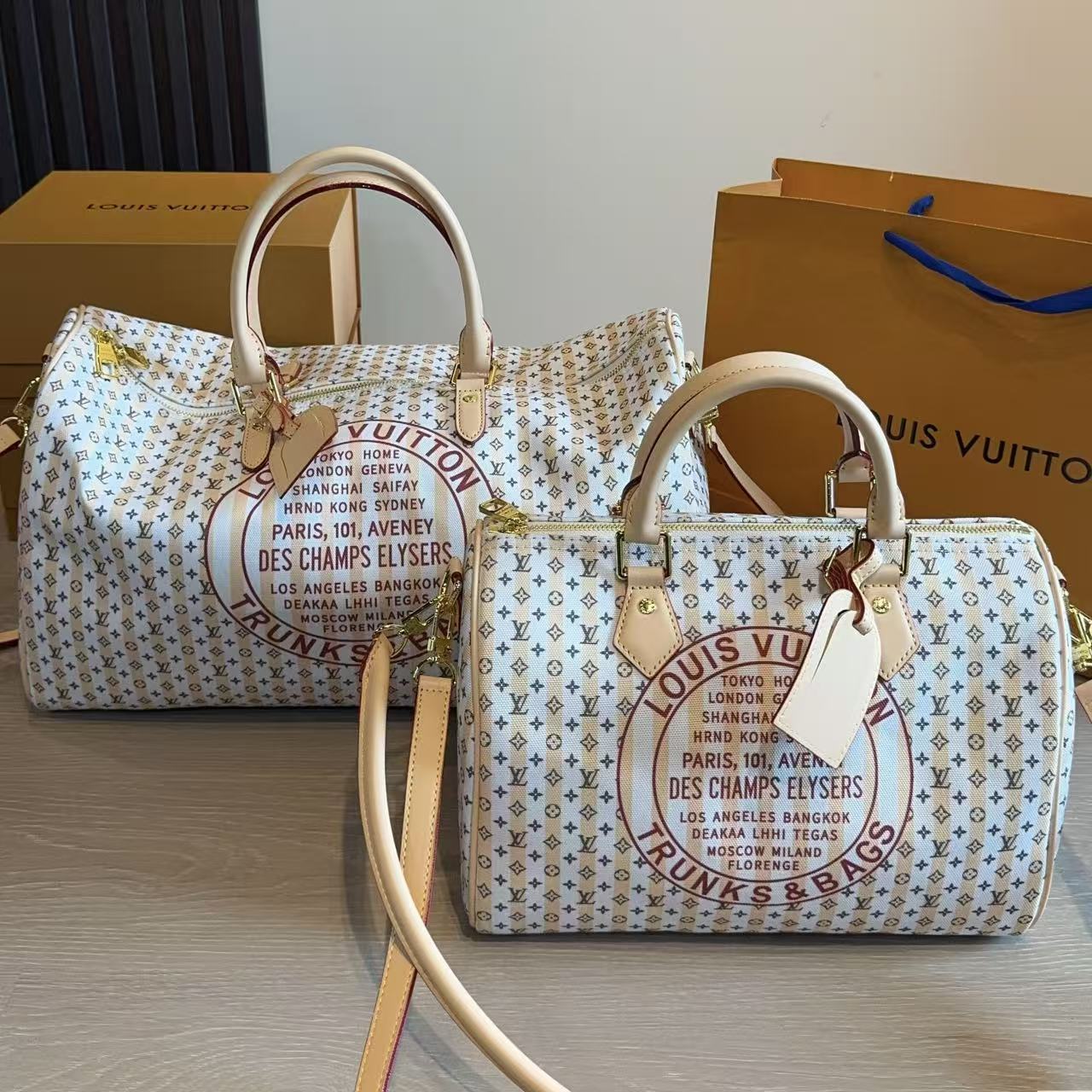 LV型押しプリントのトラベルバッグ【50％割引+送料無料】