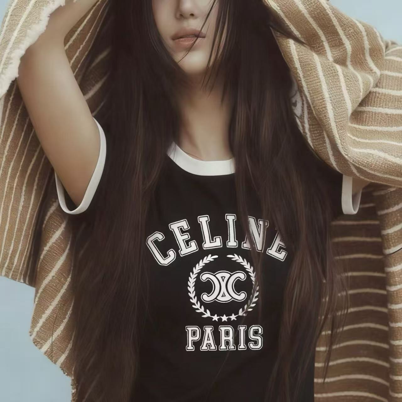 CEL1NE カラーブロックレターTシャツ【50％割引+送料無料】