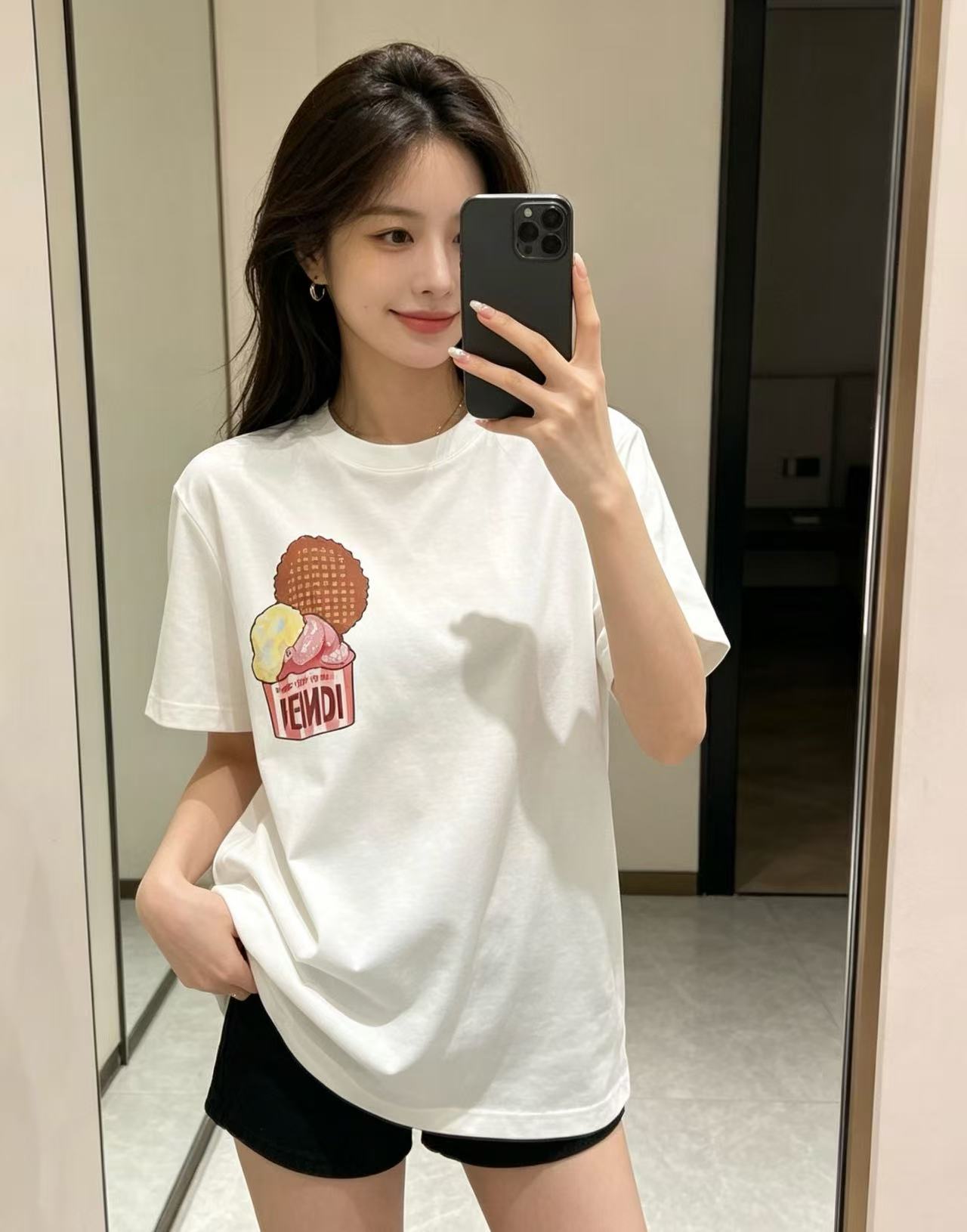 FEND1 アイスクリームプリントTシャツ【50％割引+送料無料】