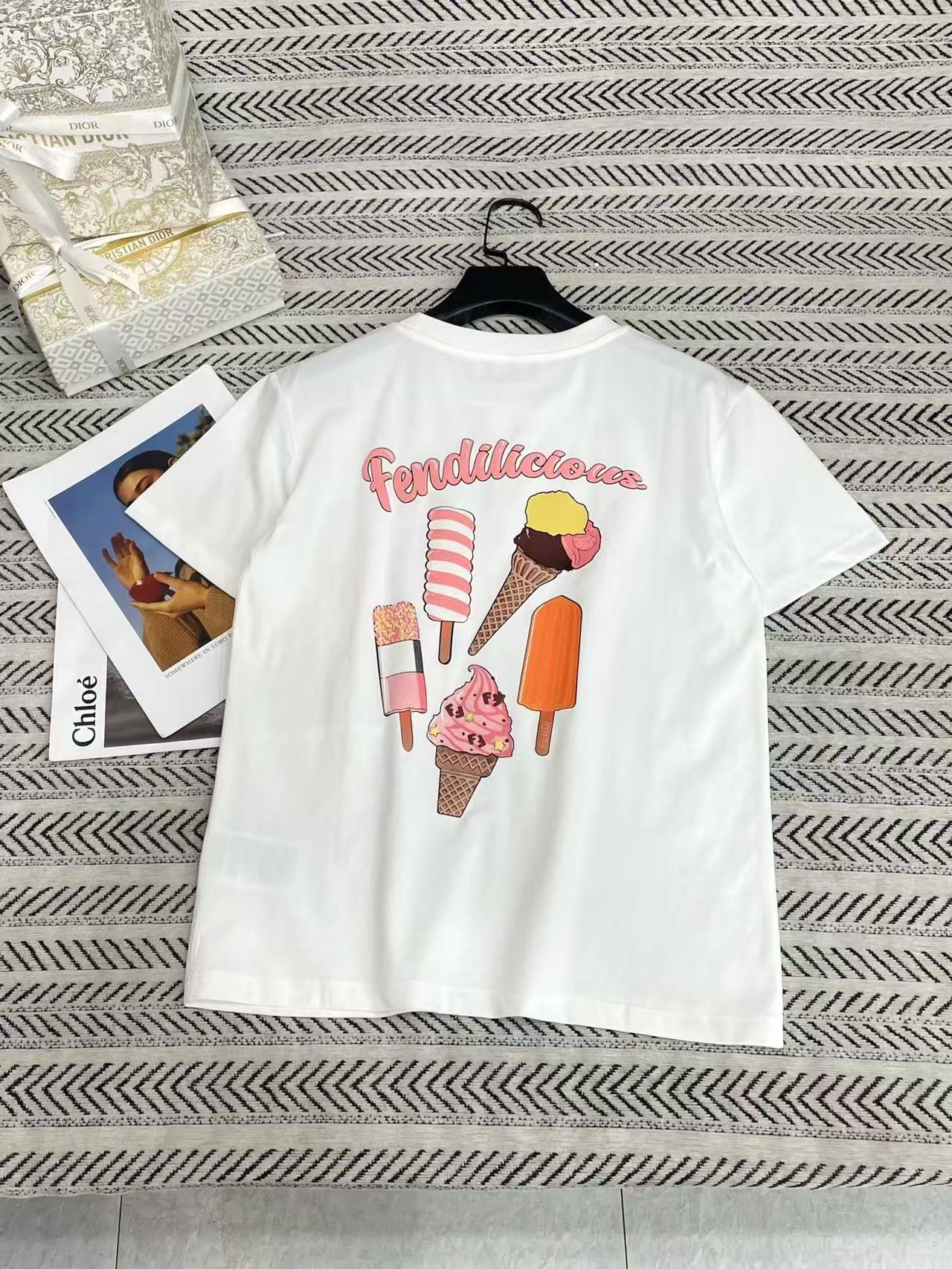 FEND1 アイスクリームプリントTシャツ【50%割引+送料無料】
