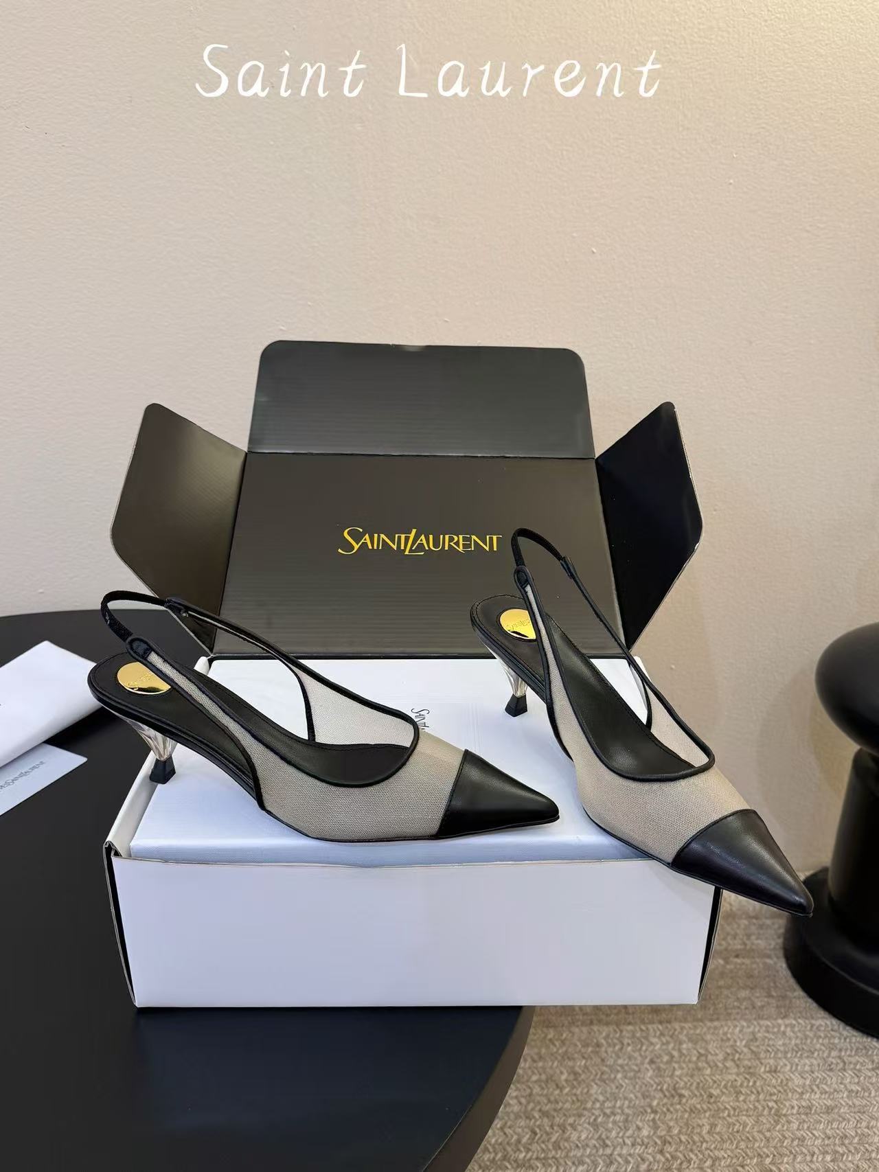 YSL 高品質ポインテッドトゥ ローヒールシューズ【50％割引+送料無料】
