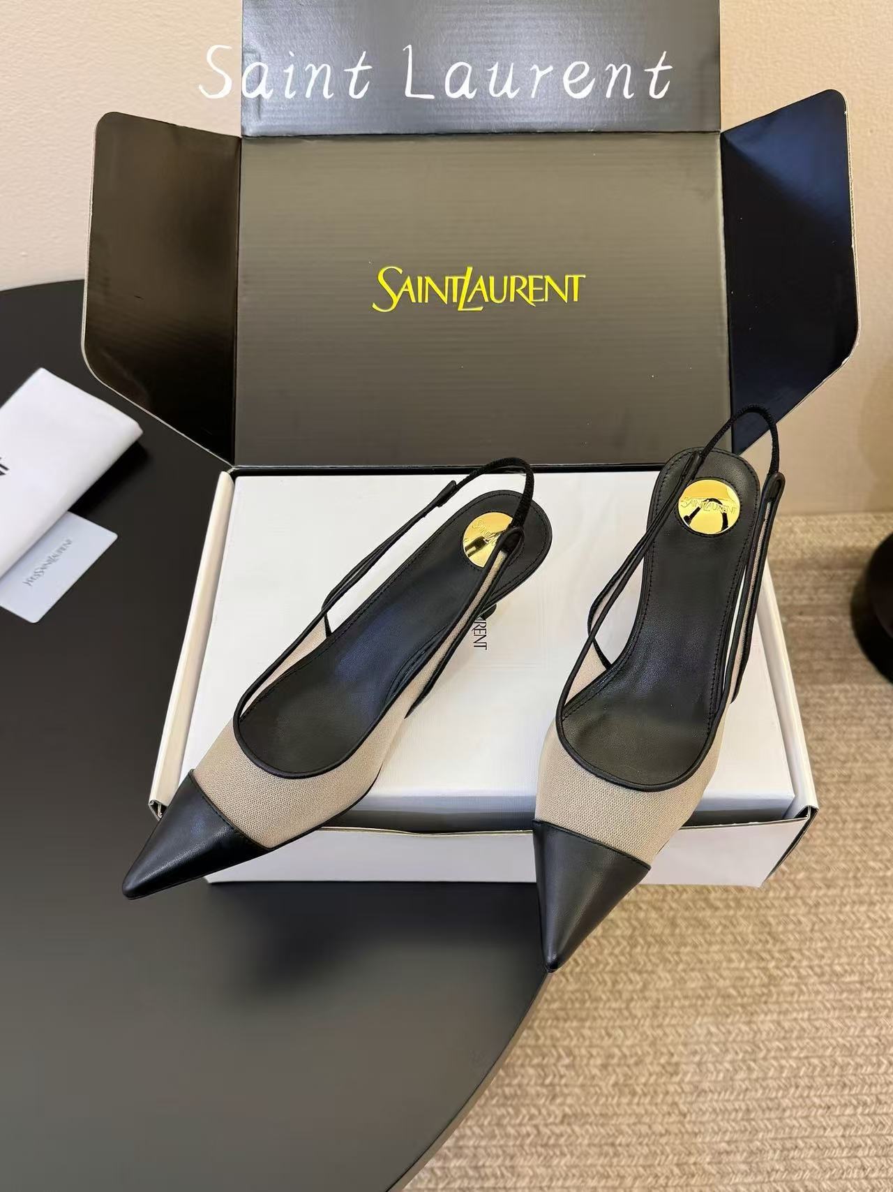 YSL 高品質ポインテッドトゥ ローヒールシューズ【50％割引+送料無料】