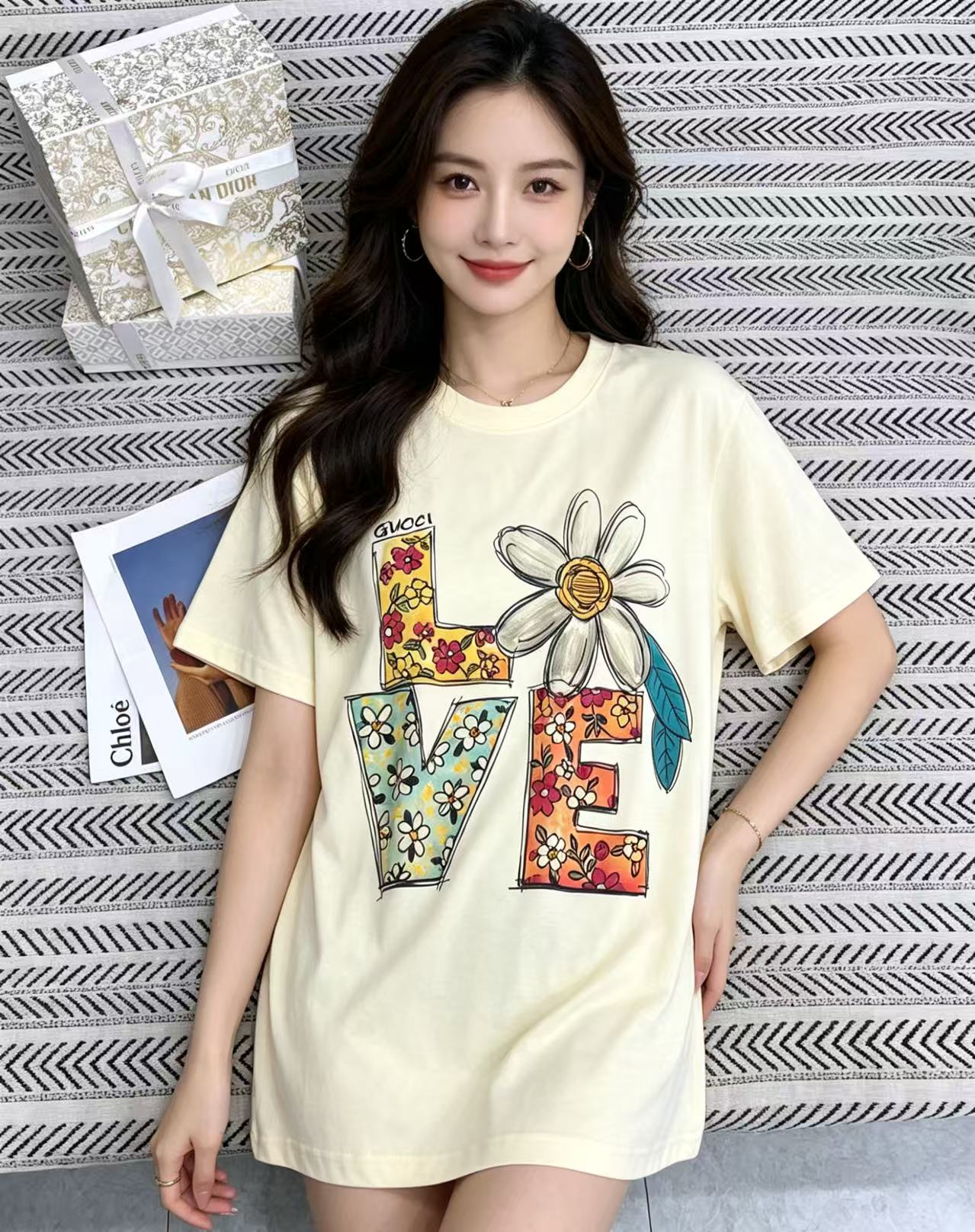 GUCC1 プリントレターTシャツ【50％割引+送料無料】