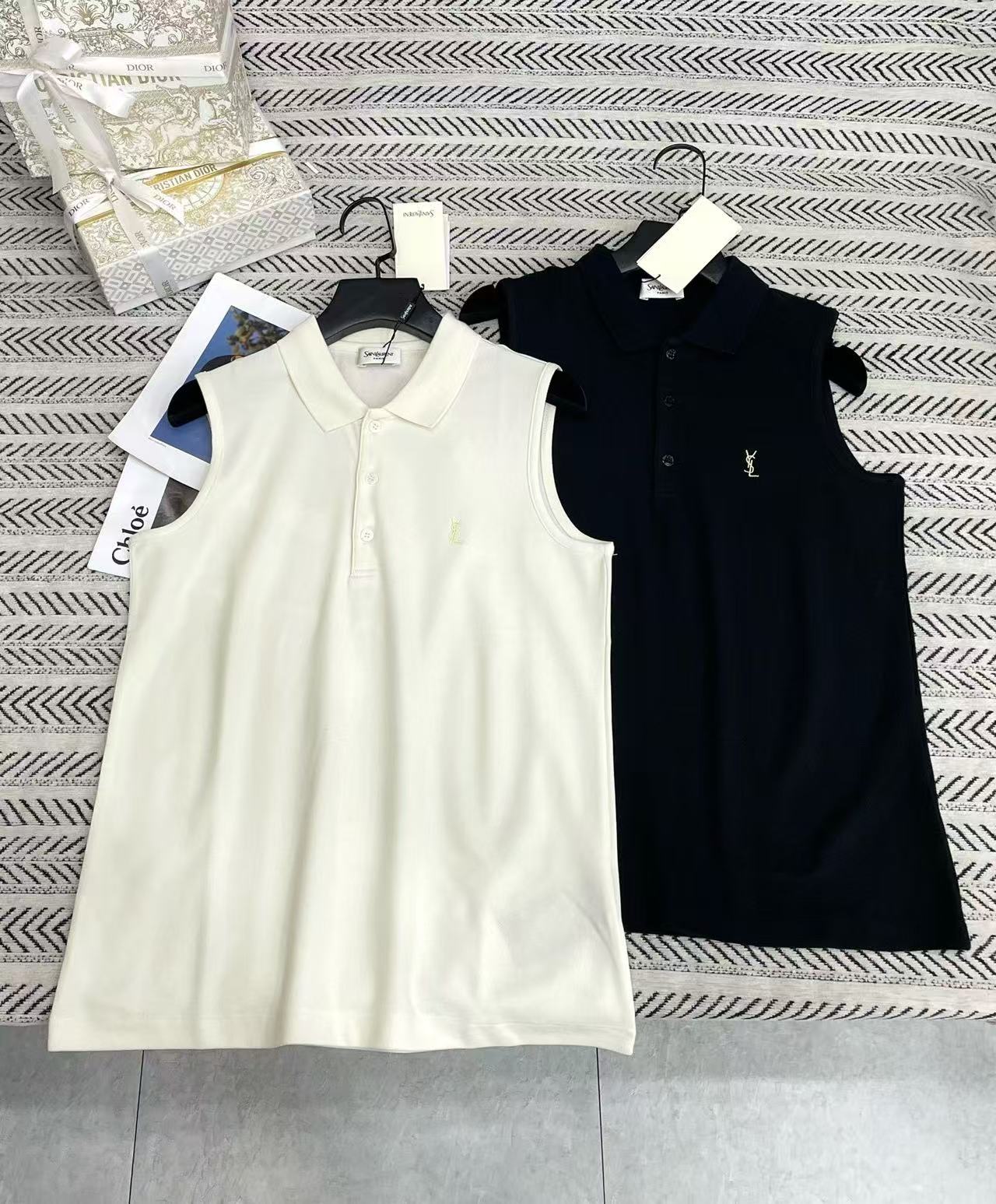 YSLのミニマルなロゴ入り襟付きベスト【50％割引+送料無料】