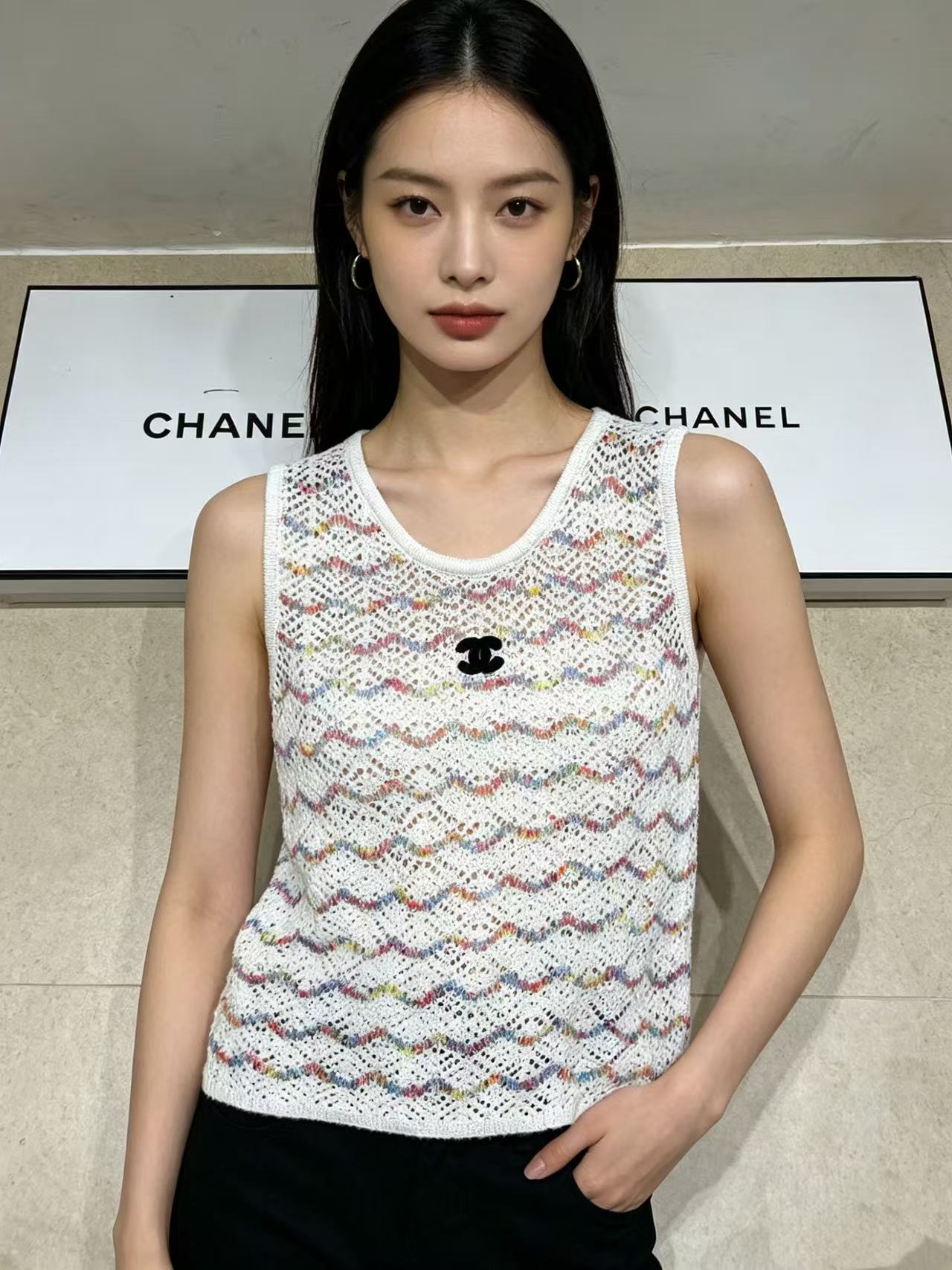 CHANE1 ダブルCカーブエッジウールベスト【50％割引+送料無料】