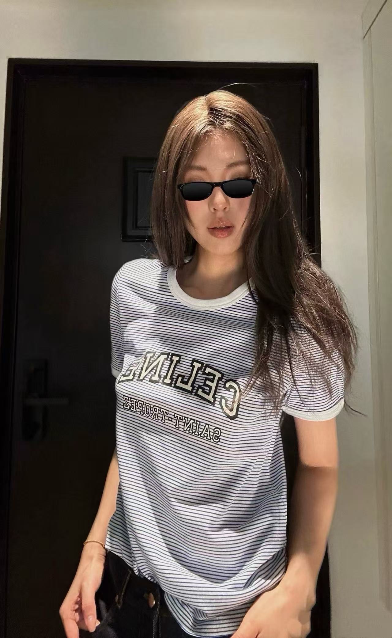 CEL1NE ストライプレターTシャツ【50％割引+送料無料】