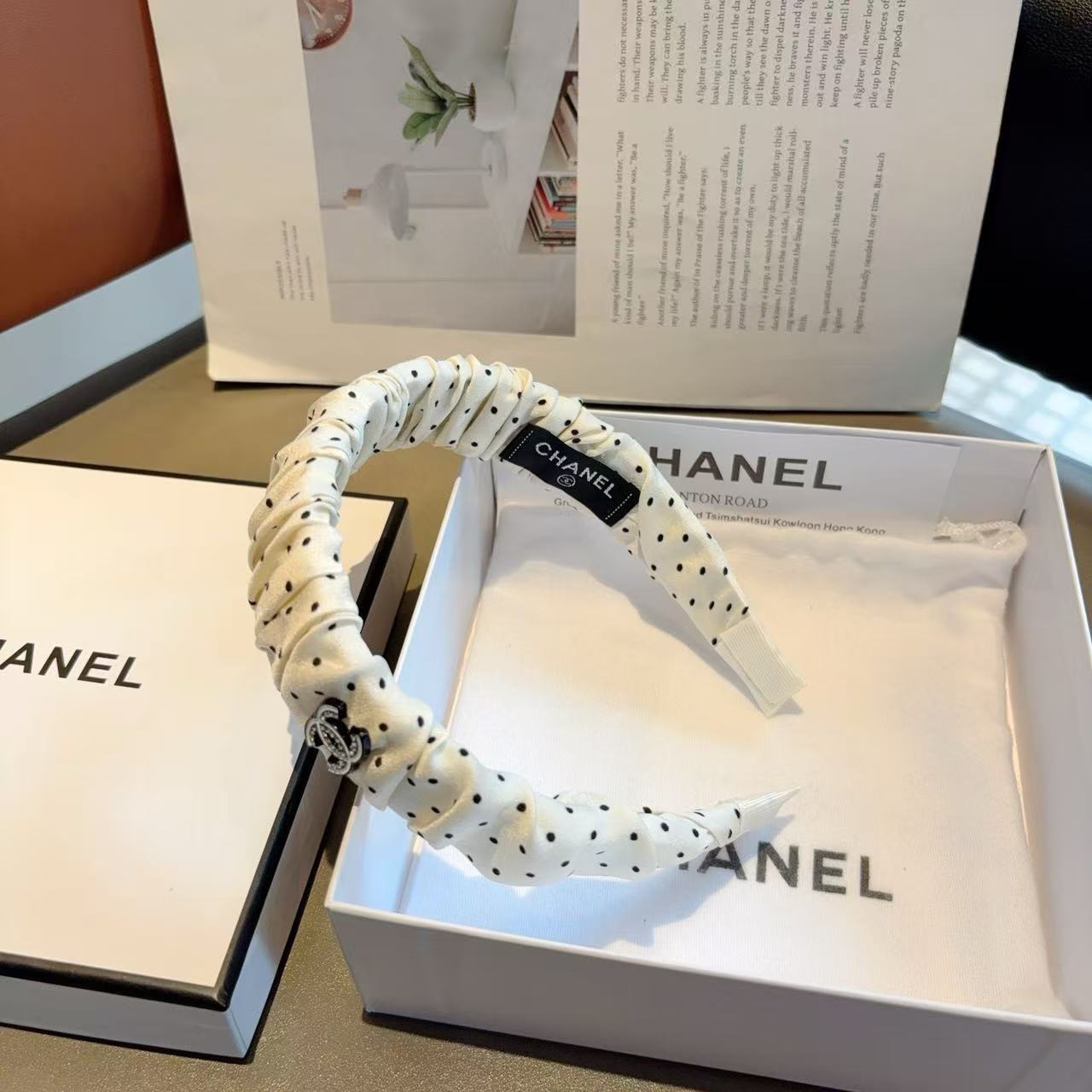 CHANE1 ダブルC ドット柄ヘッドバンド【50%割引+送料無料】