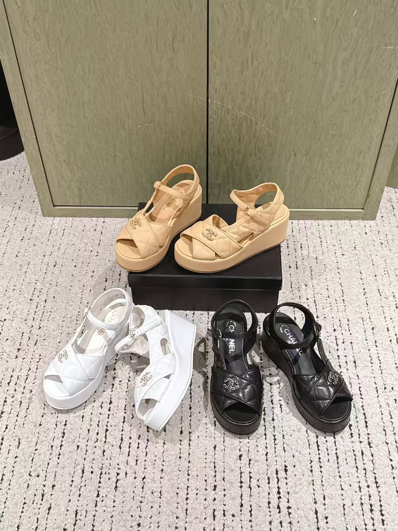 CHANE1高品質ダブルCレザー厚底シューズ【50％割引+送料無料】