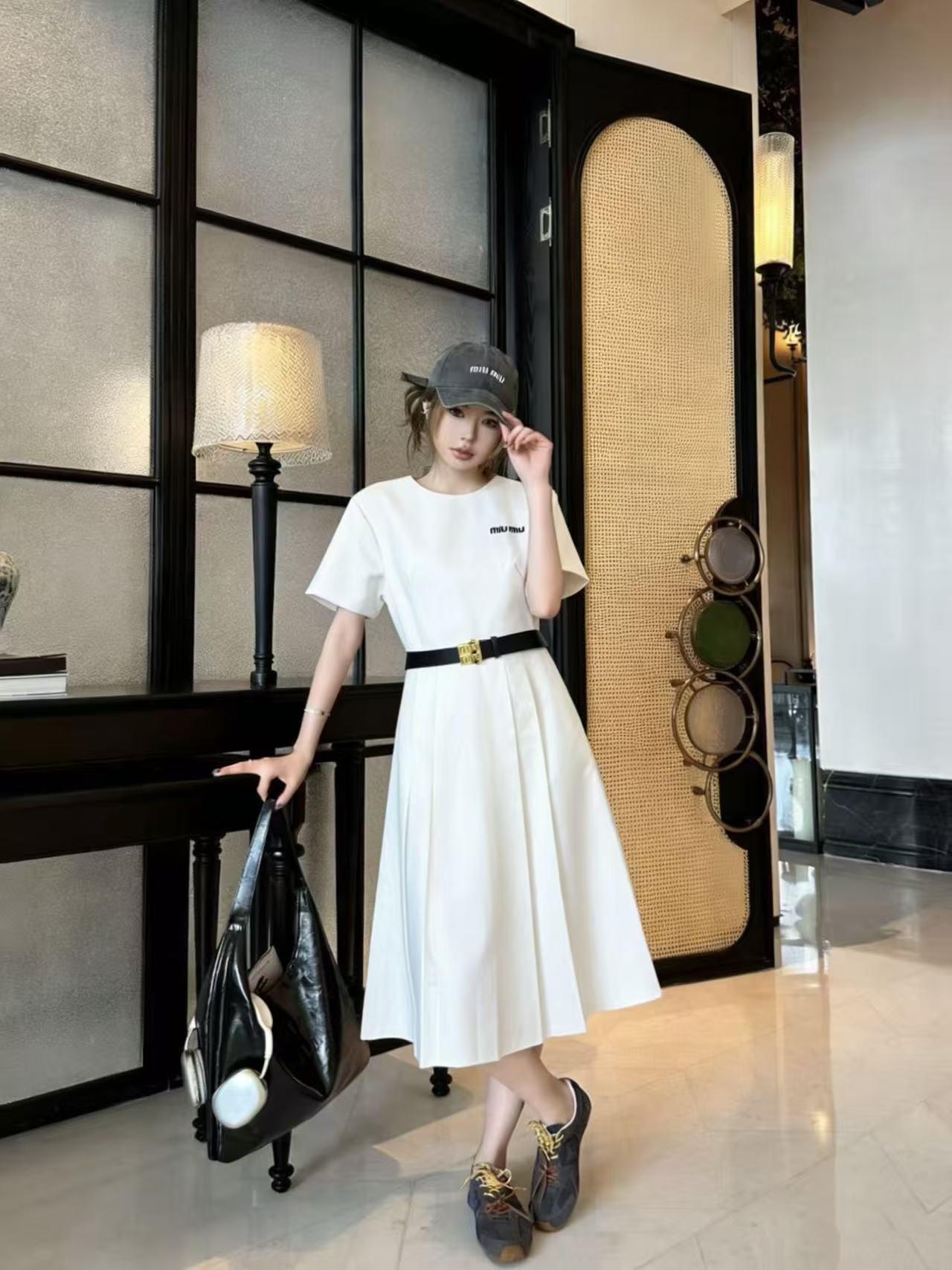 M1UM1U シンプルなレターベルトドレスト【50％割引+送料無料】