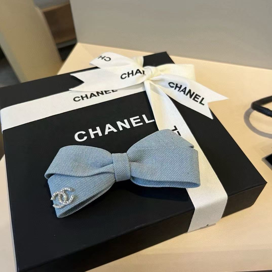CHANE1 ダブルC デニムヘアクリップ【50％割引+送料無料】