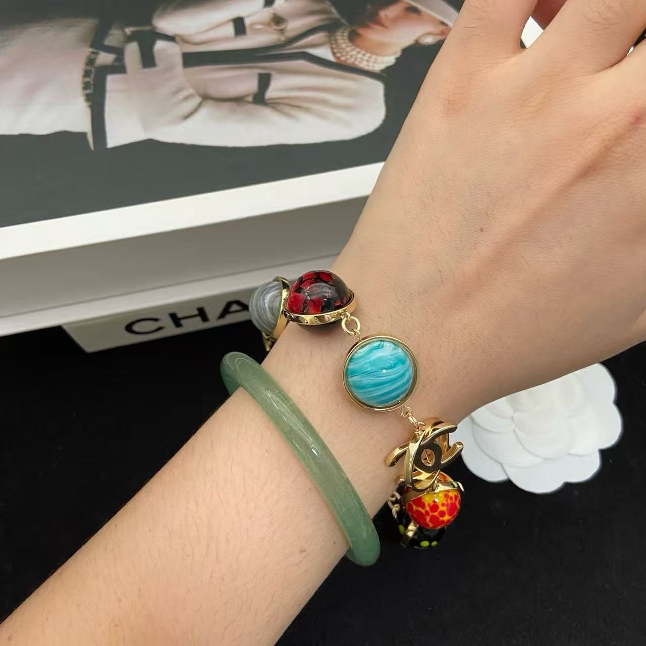CHANE1 シンプルダブルCカラフルブレスレット【50％割引+送料無料】